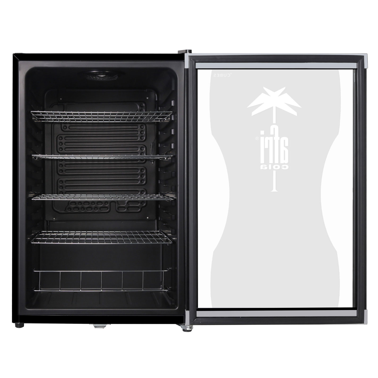 CUBES Highcube Afri Cola Getränkekühlschrank (EEK E, Nutzinhalt 115 l, Höhe 84,5 cm, Breite 54 cm, Thermostat manuell regulierbar, Afri Cola)