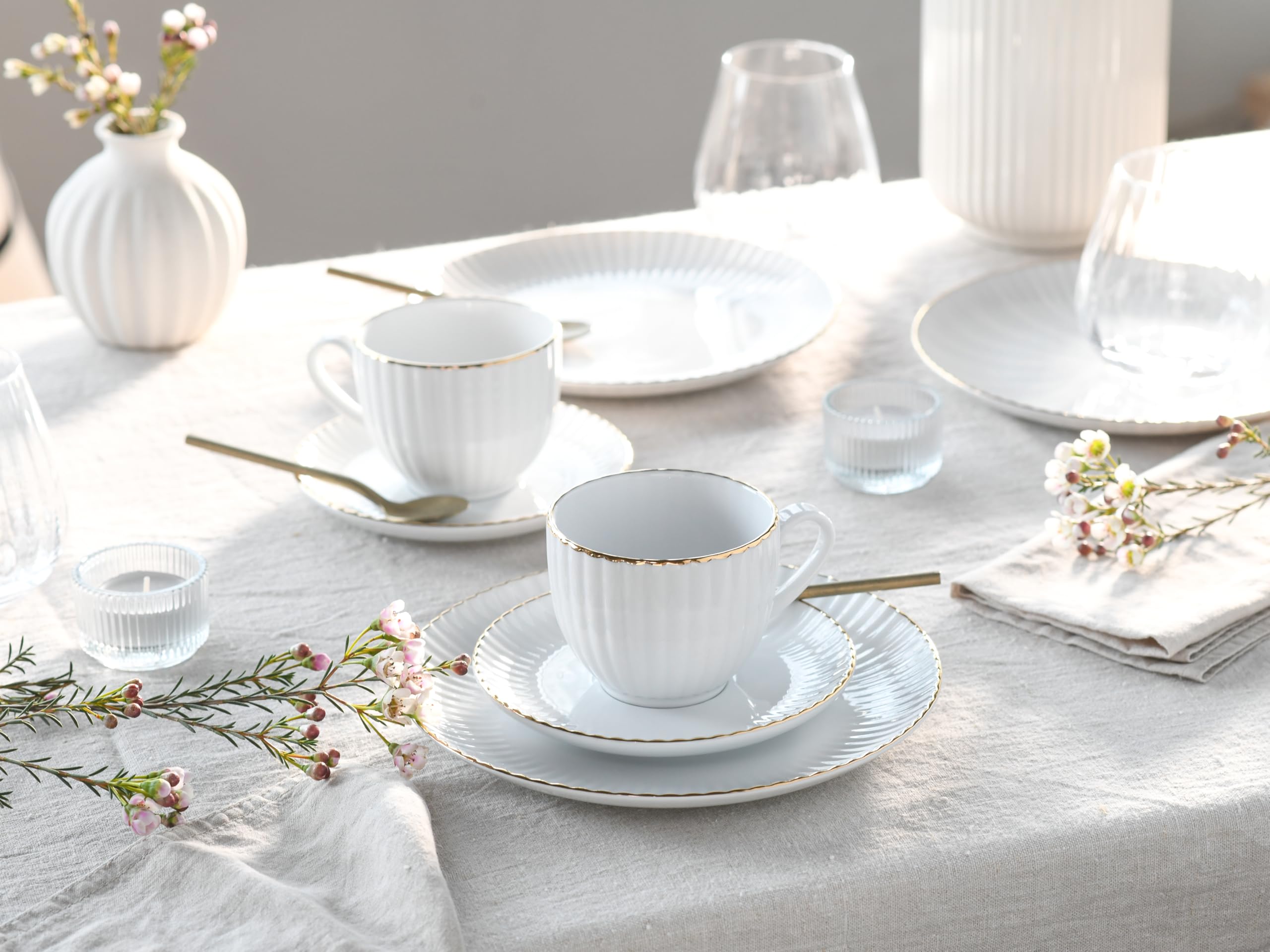CreaTable, 20751, Serie Allegra Goldband, 18-teiliges Geschirrset für 6 Personen