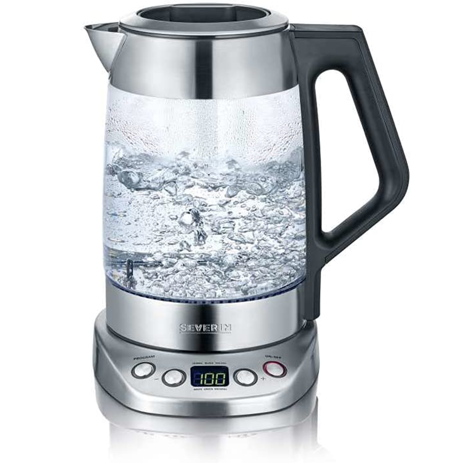 SEVERIN WK 3479 Glas Tee- und Wasserkocher 1,7L Deluxe Edelstahl/schwarz