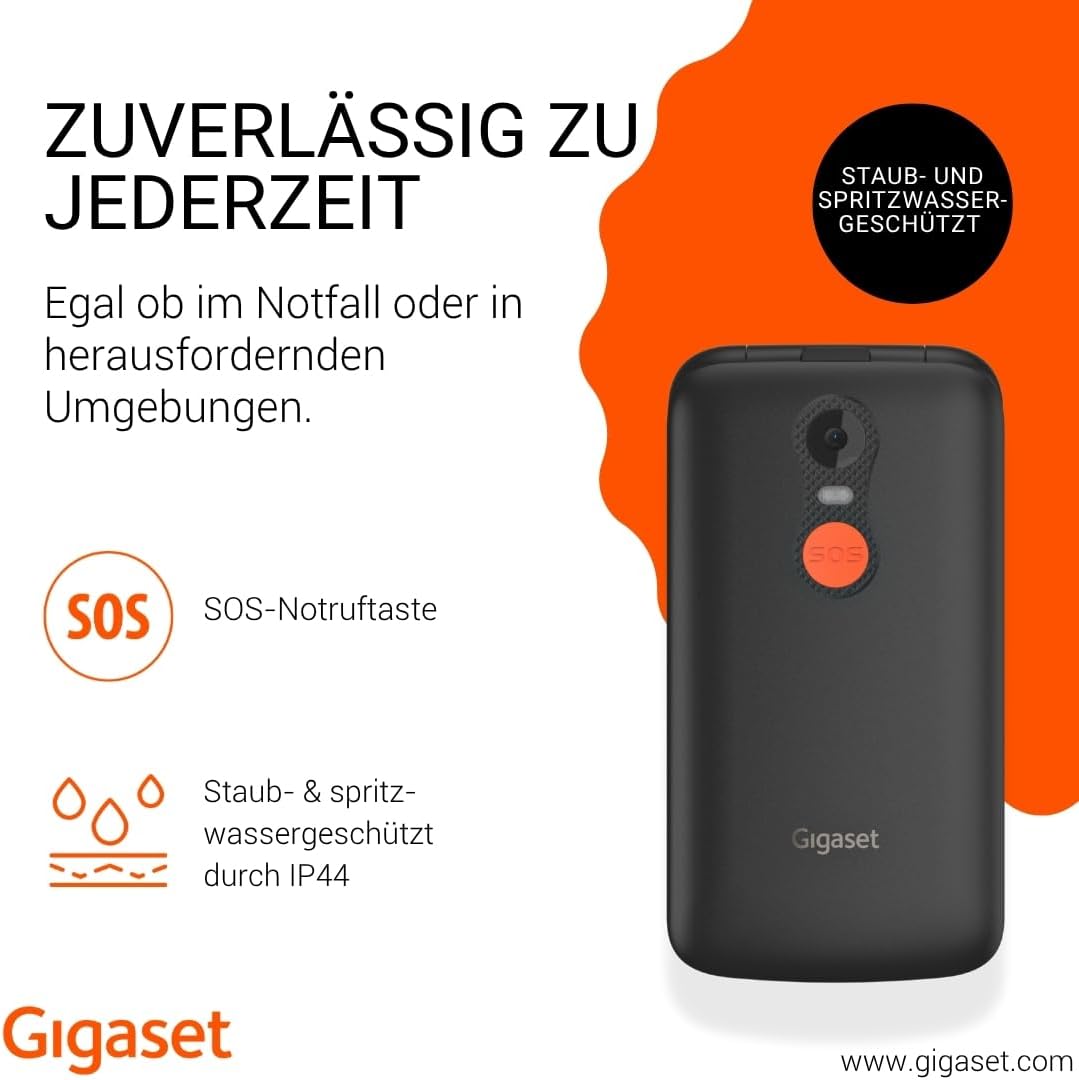 Gigaset GL595 Flip-Mobiltelefon einfache Bedienung für Senioren, große Tasten & SOS-Notruftaste Gigaset GL595 Flip-Mobiltelefon einfache Bedienung für Senioren, große Tasten & SOS-Notruftaste