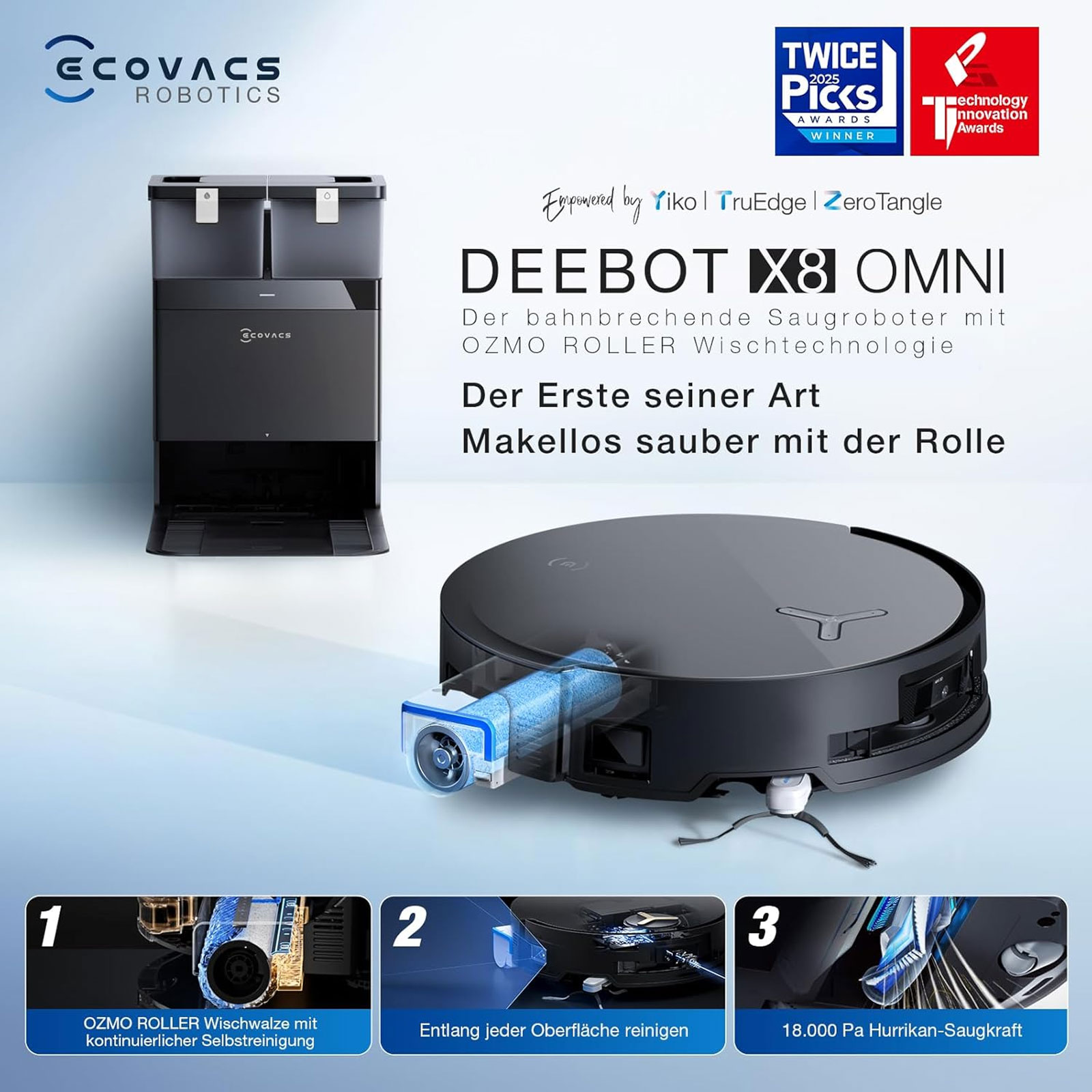 ECOVACS DEEBOT X8 OMNI BLACK EU Saugroboter ECOVACS DEEBOT X8 OMNI BLACK EU Saugroboter