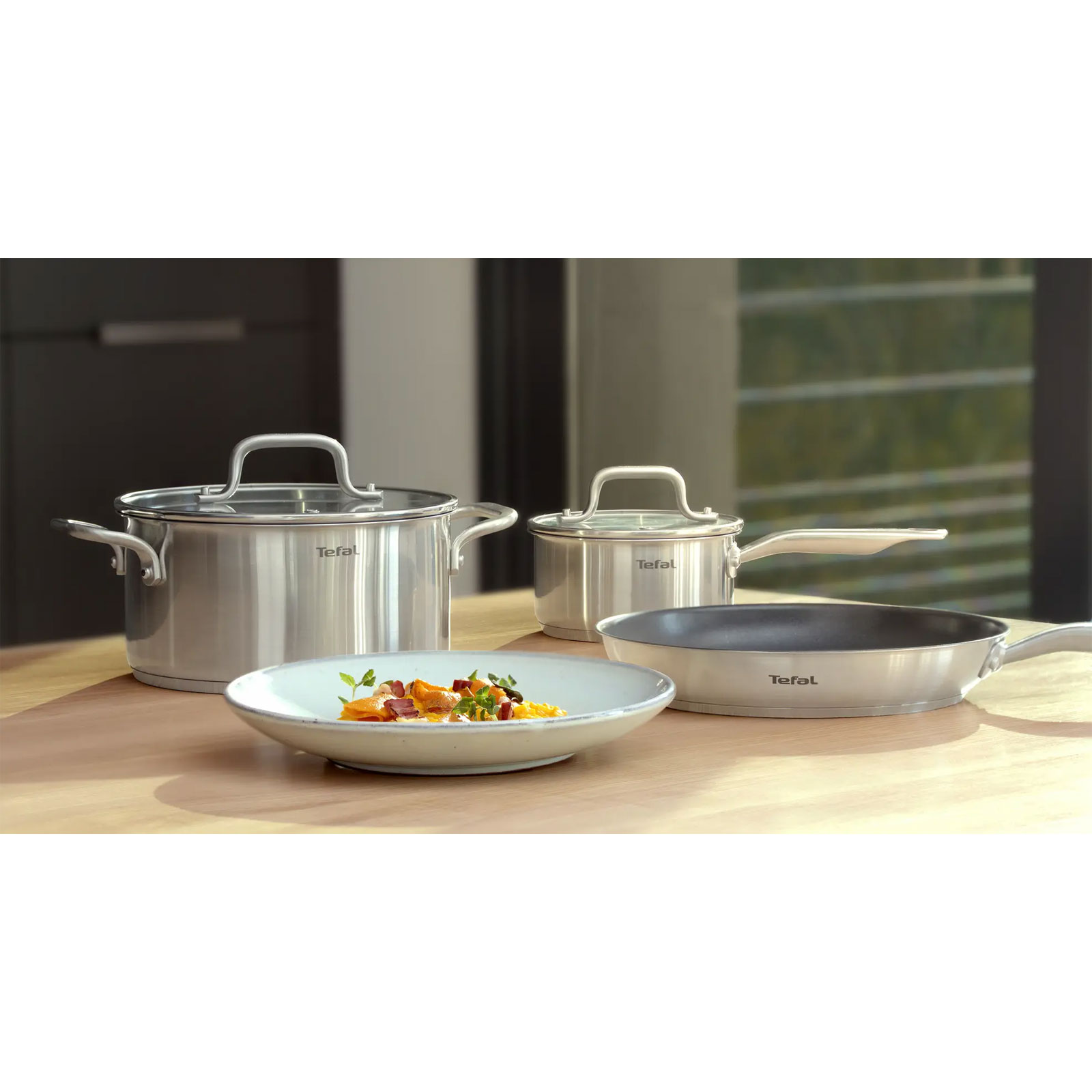 Tefal E4910425 Virtuoso Edelstahlpfanne 24cm Pfanne für alle Herdarten
