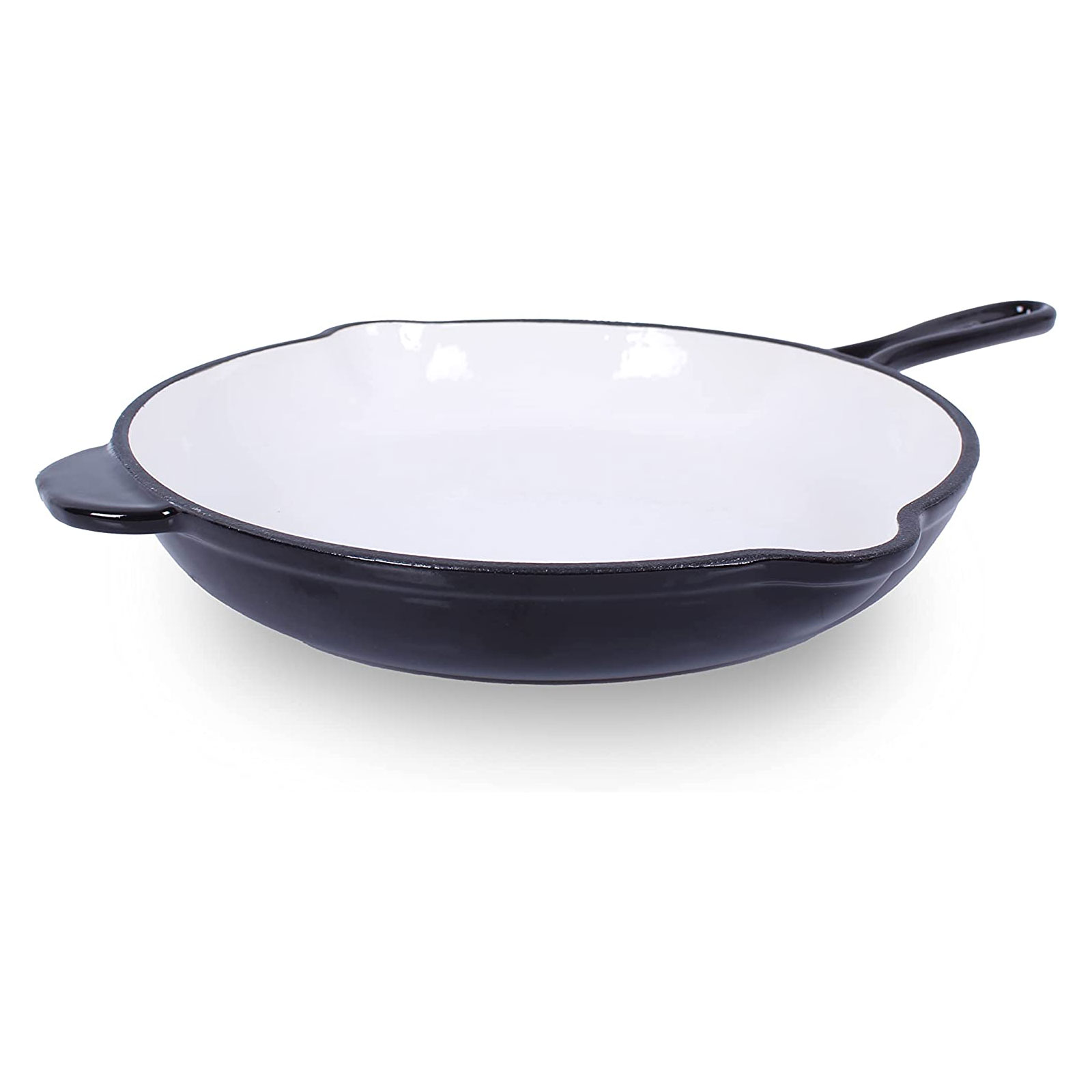 Echtwerk Bratpfanne Gusseisen Emaille-Beschichtung Gusseisenpfanne mit zwei Griffen Creme, Ø 26,5 cm,