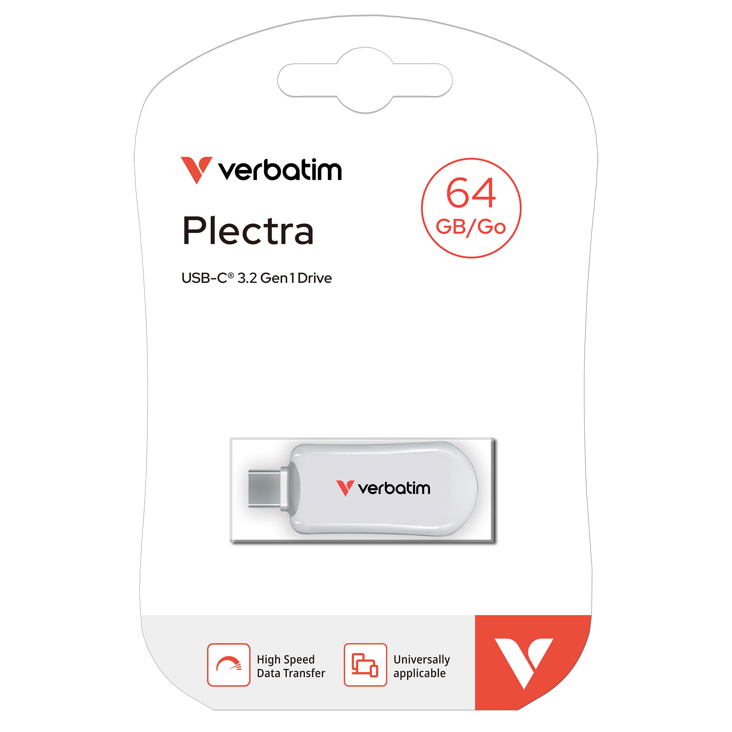 Verbatim Plectra USB-C Flash Drive White 64GB, 30228