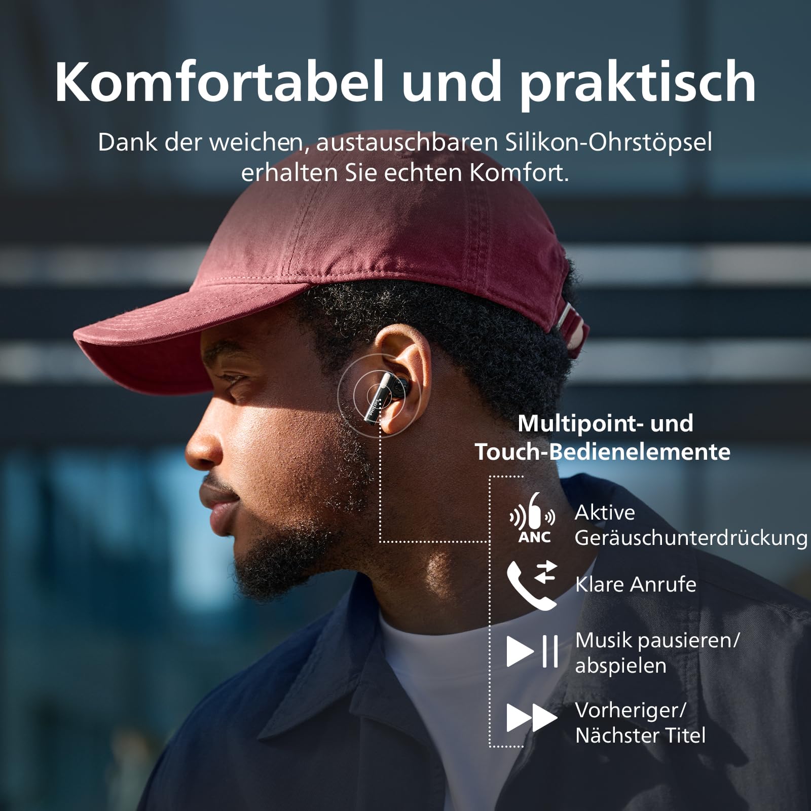 Philips TAT2520 True Wireless Bluetooth-In-Ohr-Hörer mit Geräuschunterdrückung