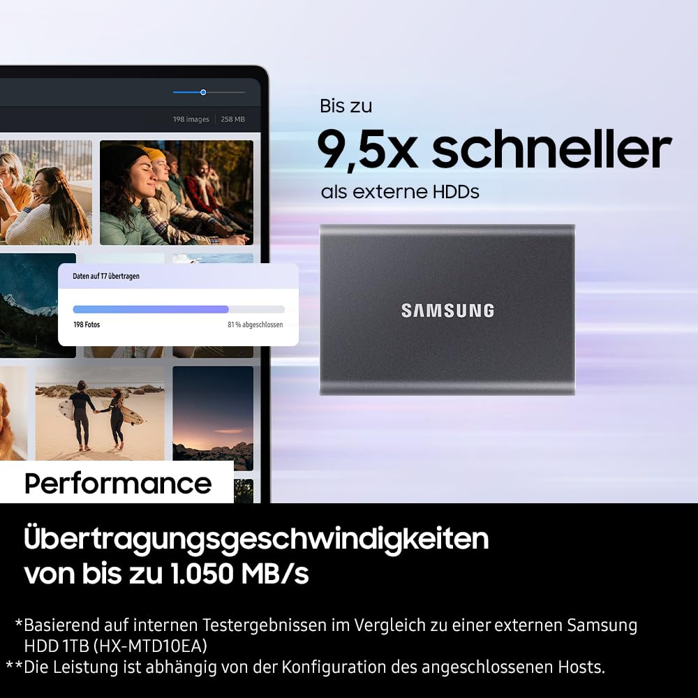 Samsung Portable SSD T7, SSD 4 TB, USB 3.2 Gen.2