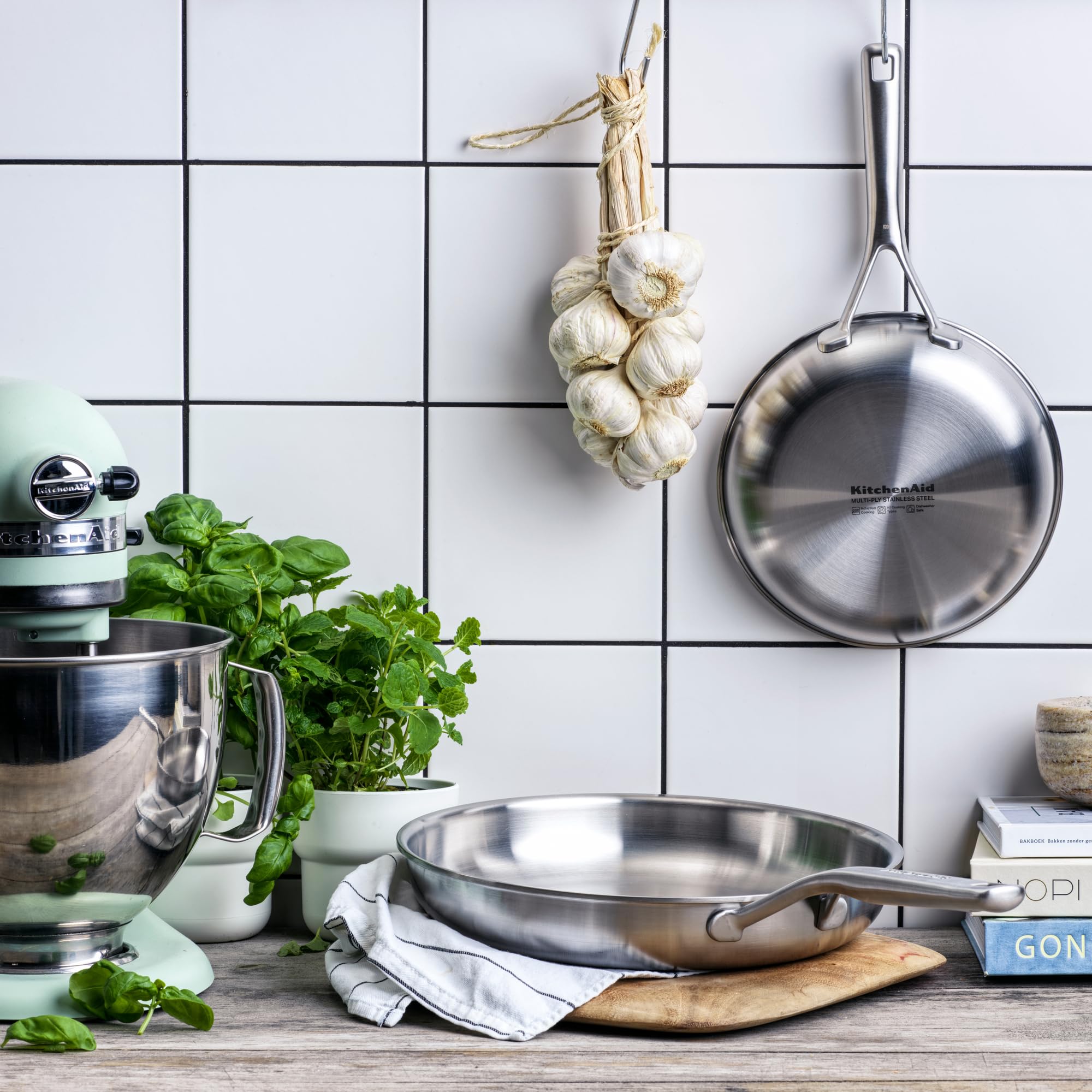 KitchenAid CC003254-001 Wok mit Glasdeckel 28cm Edelstahl