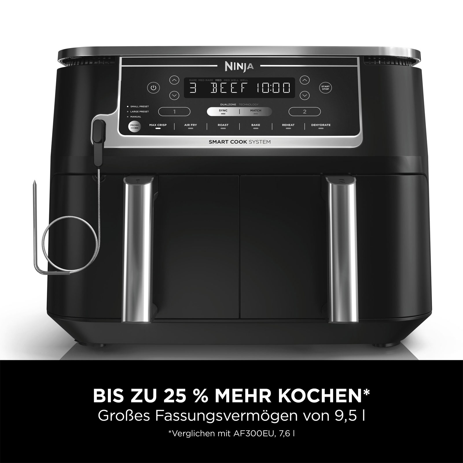 Ninja AF451EU Foodi MAX Dual Doppel-Heißluftfritteuse Ninja AF451EU Foodi MAX Dual Doppel-Heißluftfritteuse