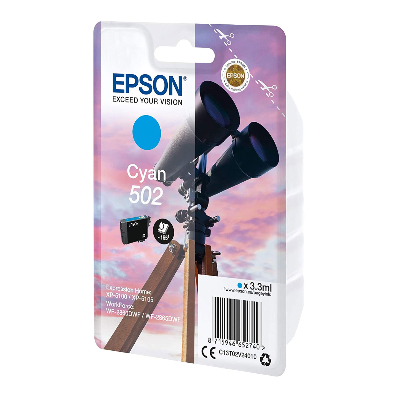 Epson C13T02V24010 Singlepack 502 Ink Serie "Fernglas" Cyan