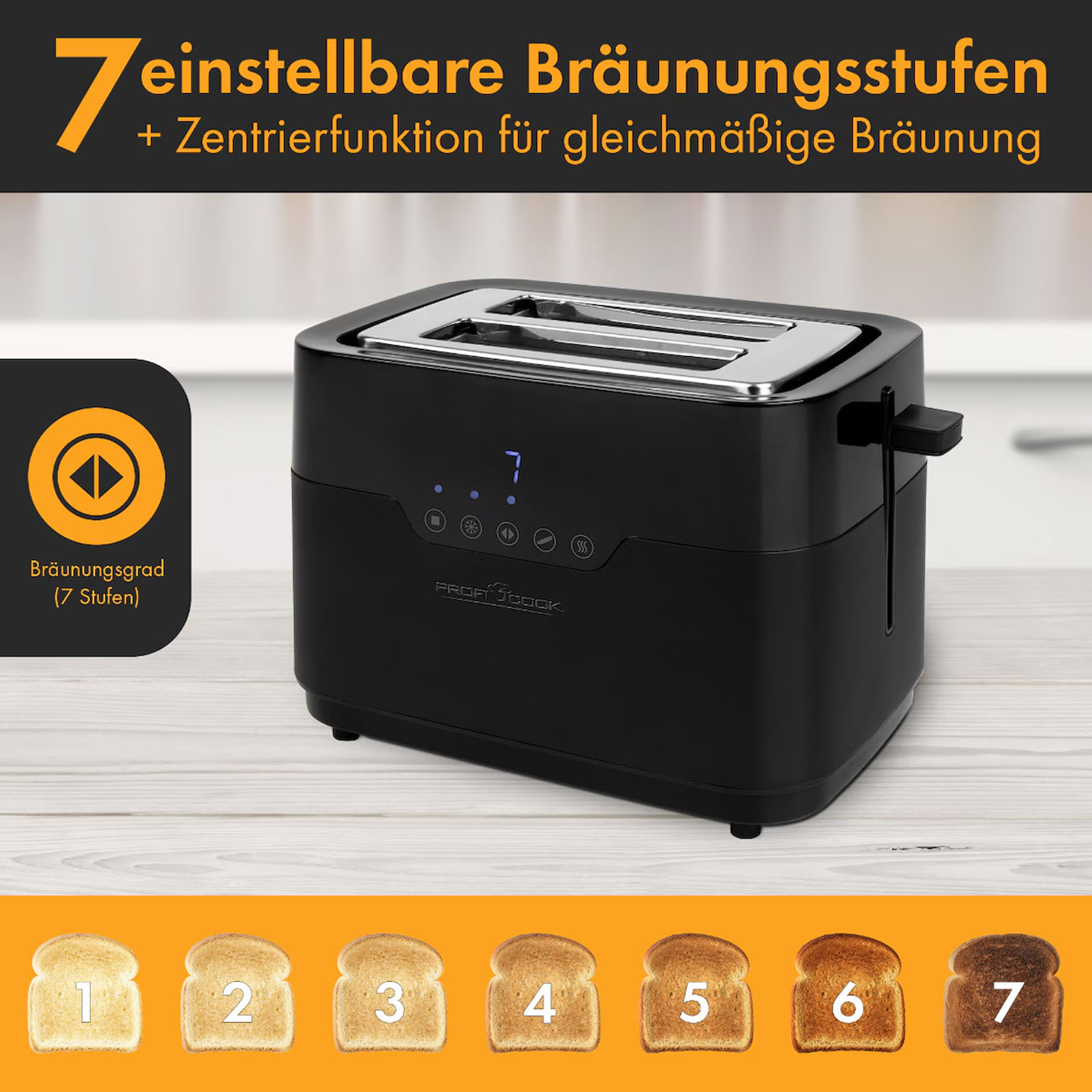 PRO PC-TA 1244 TOASTER SCHWARZ