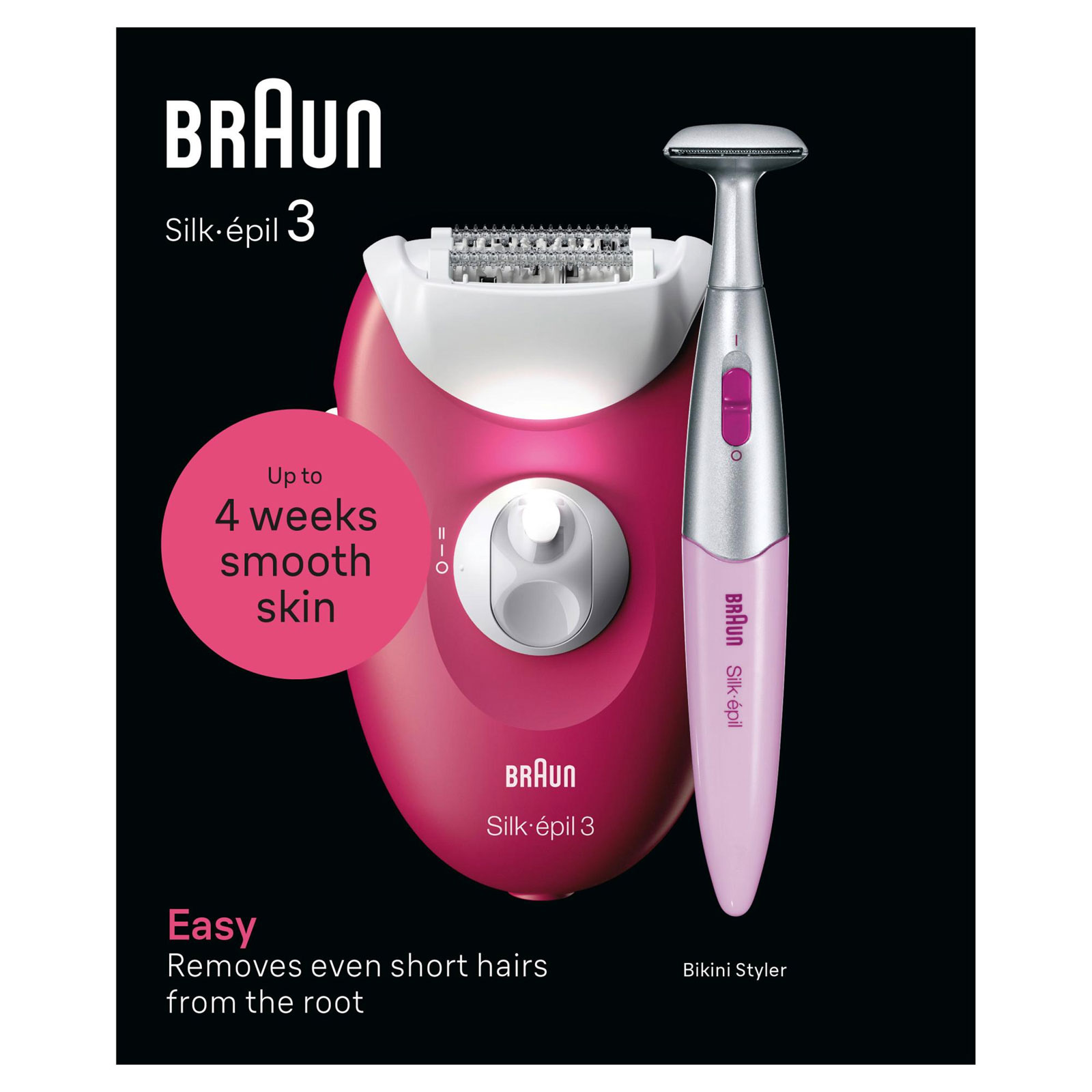 Braun Epilierer Silk-épil 3 3-202 Netzbetrieb Massagerollen-Aufsatz, Smartlight, inkl. Bikinitrimmer