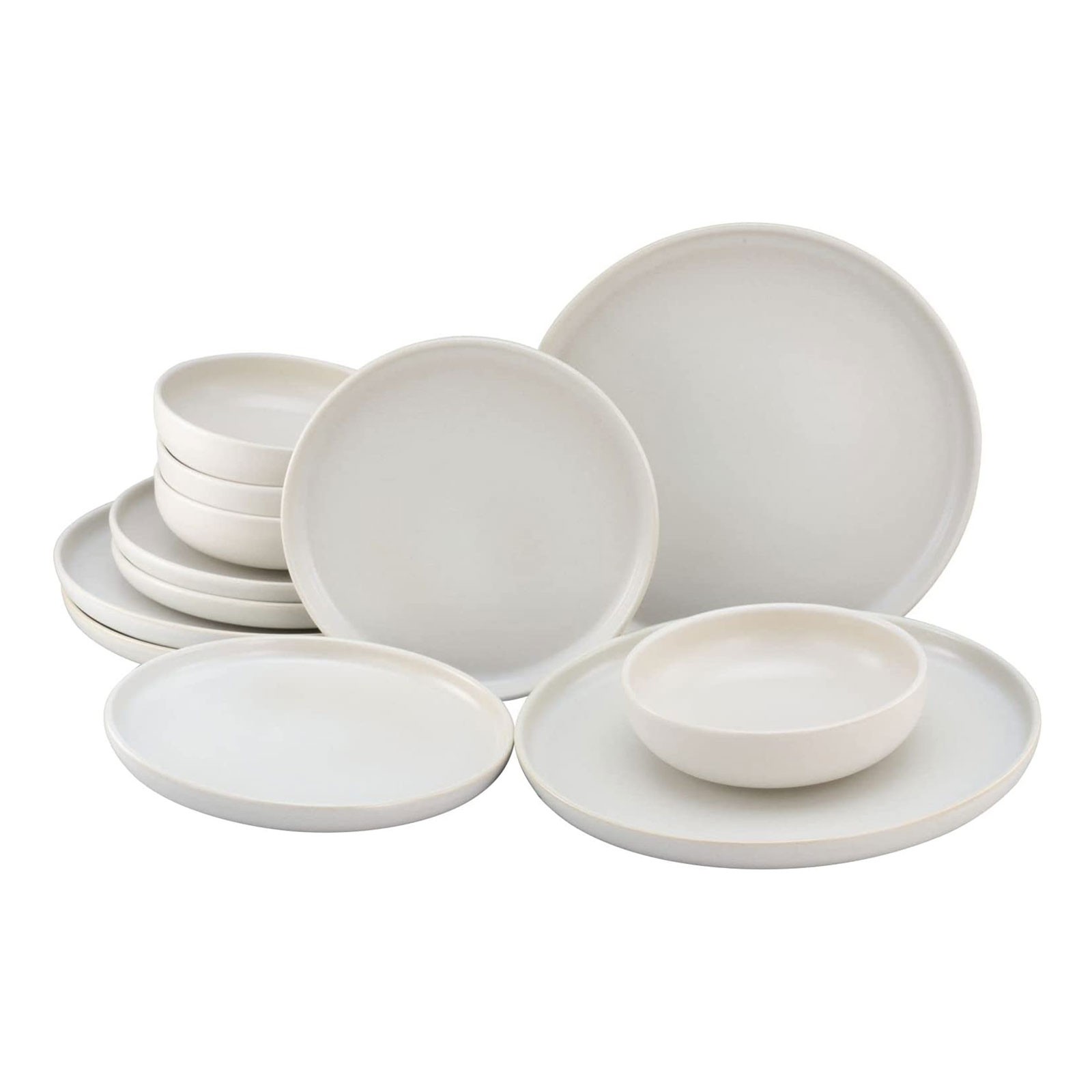 CreaTable, 33065, Serie Uno offwhite, Geschirrset, Teller Set 12 teilig
