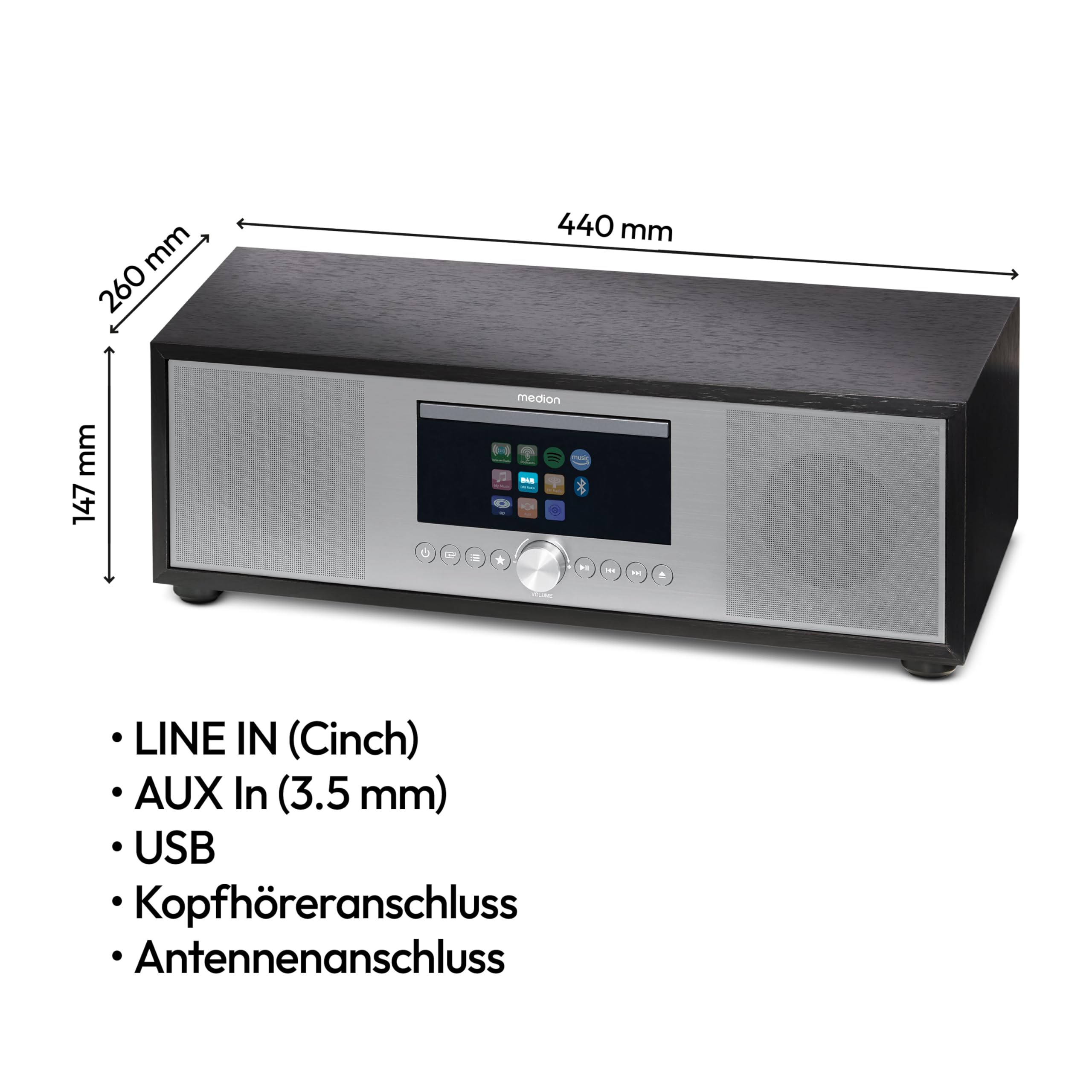 MEDION P66400 Stereoanlage Internetradio DAB+ UKW USB CD/MP3-Player Bluetooth