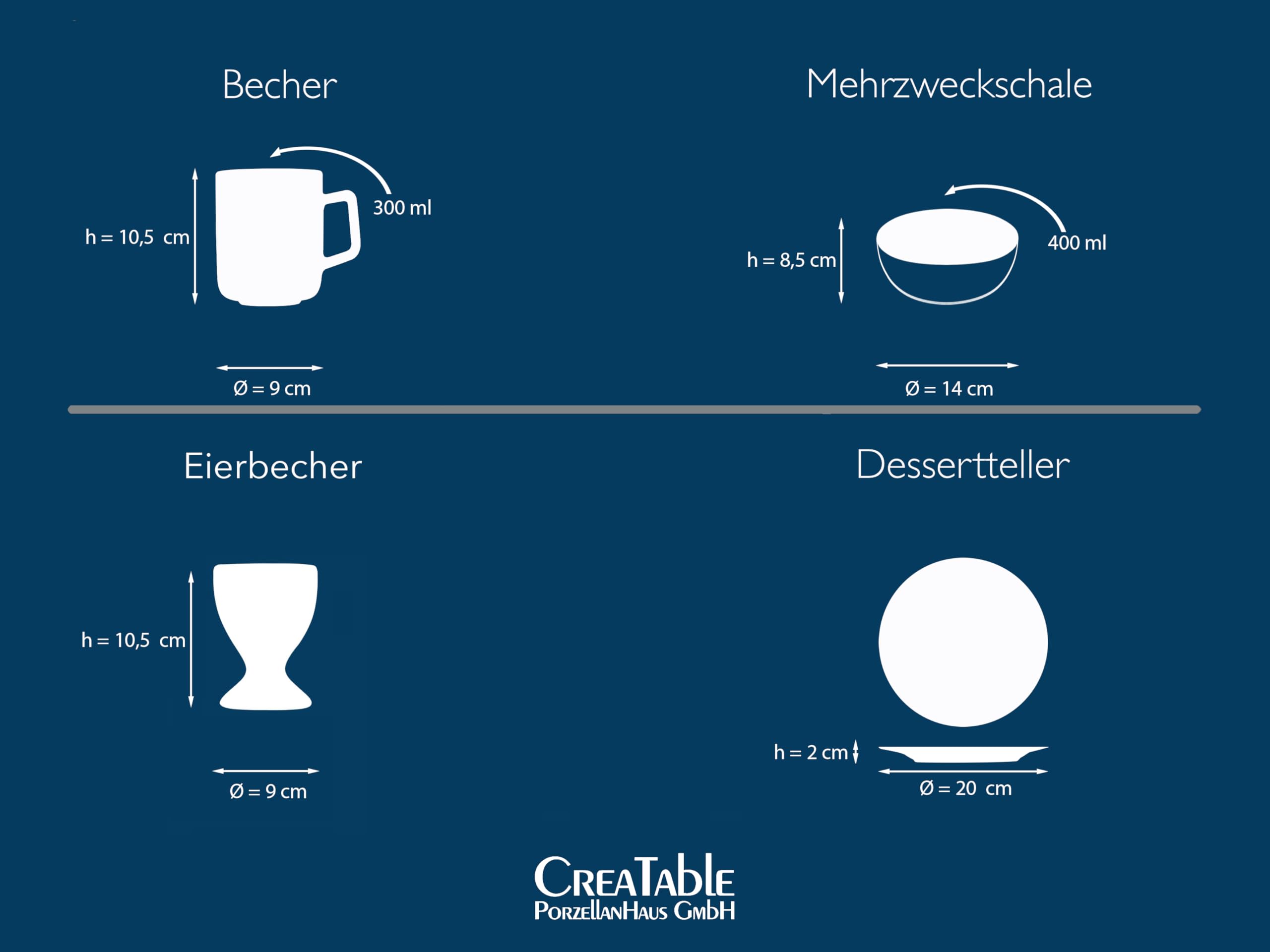 CreaTable 24058 Serie Luna Color Line 16-tlg Geschirrset 4 Personen