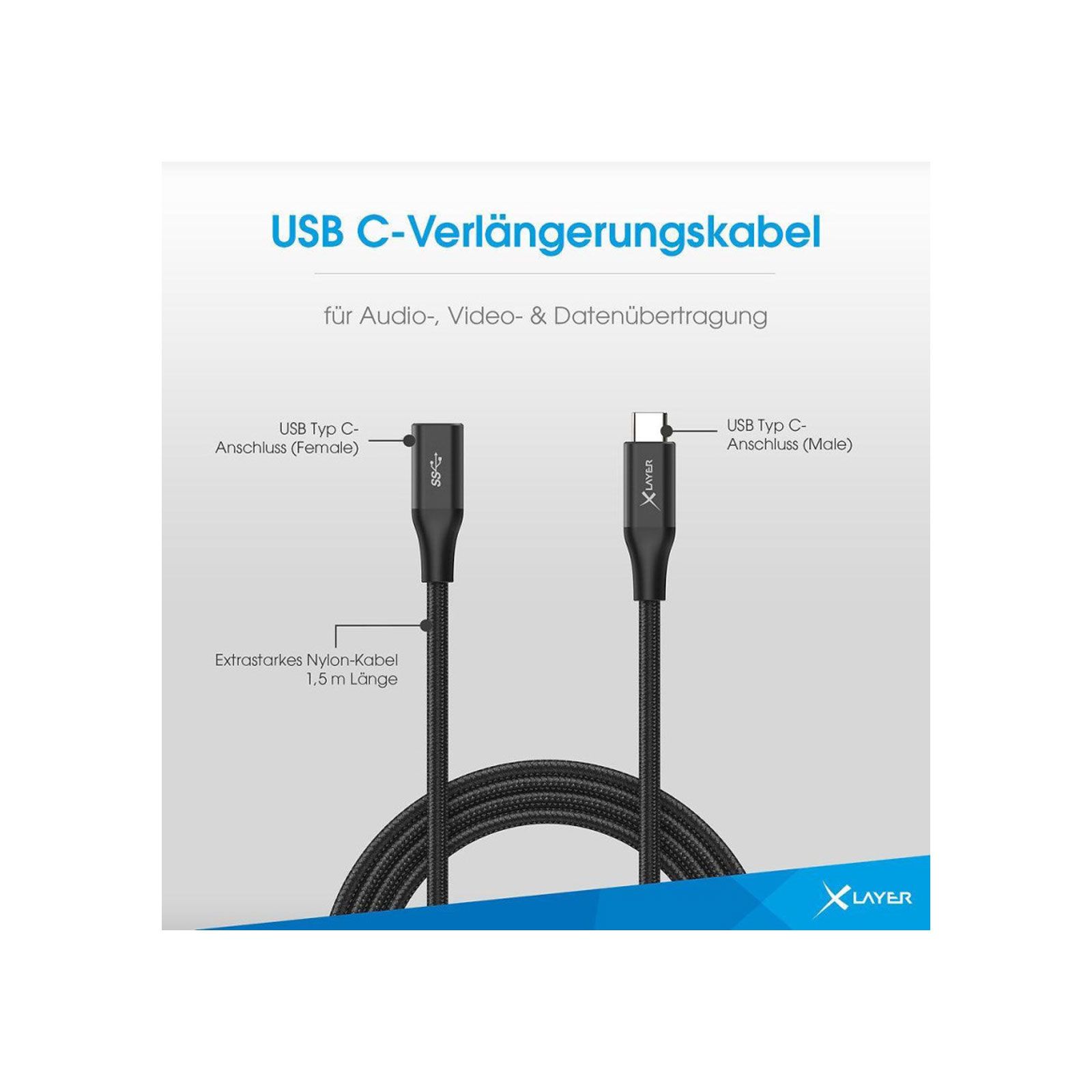 XLayer USB-C Verlängerungskabel 1,5m