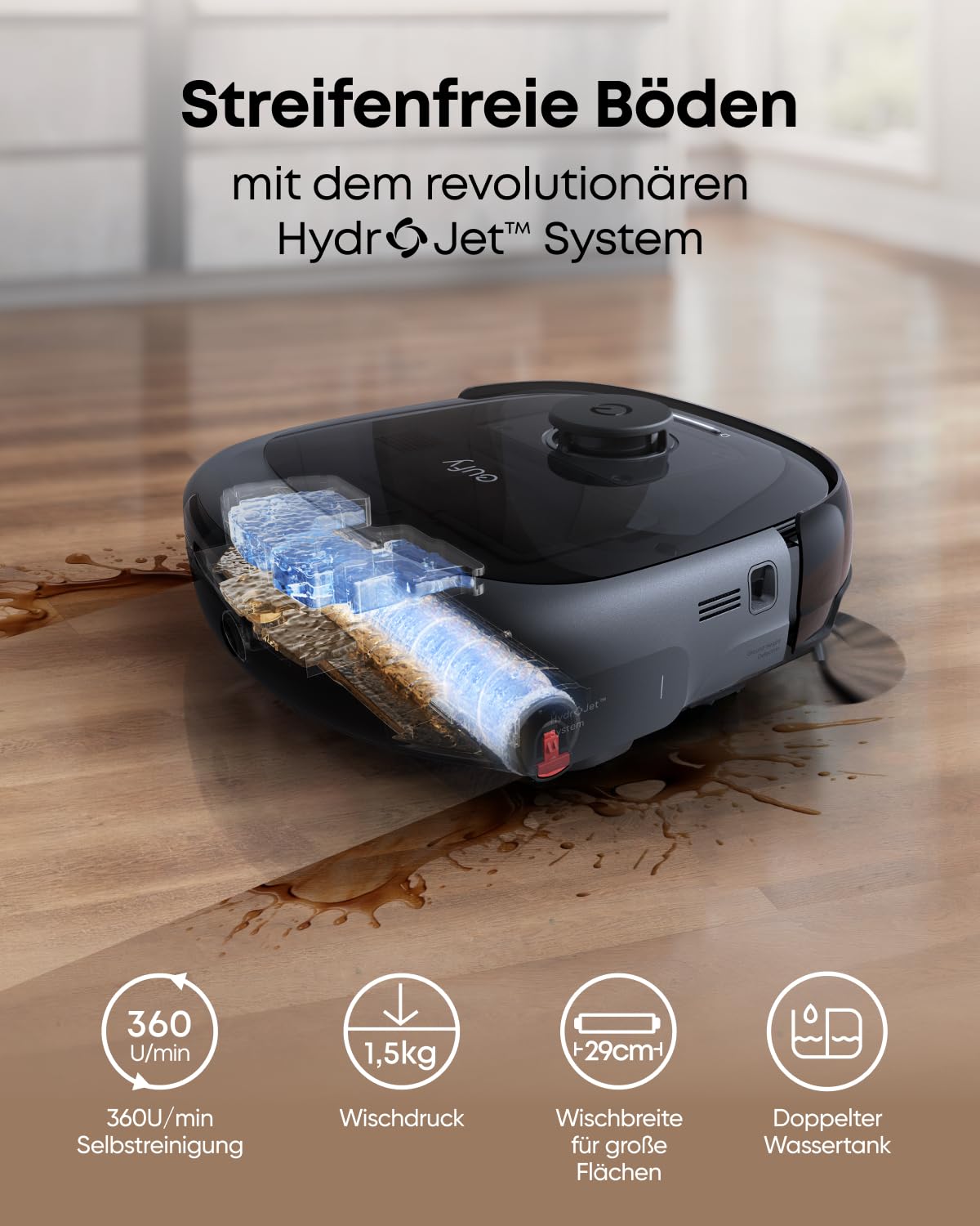 eufy Omni E25 schwarz Saugroboter mit Wischfunktion