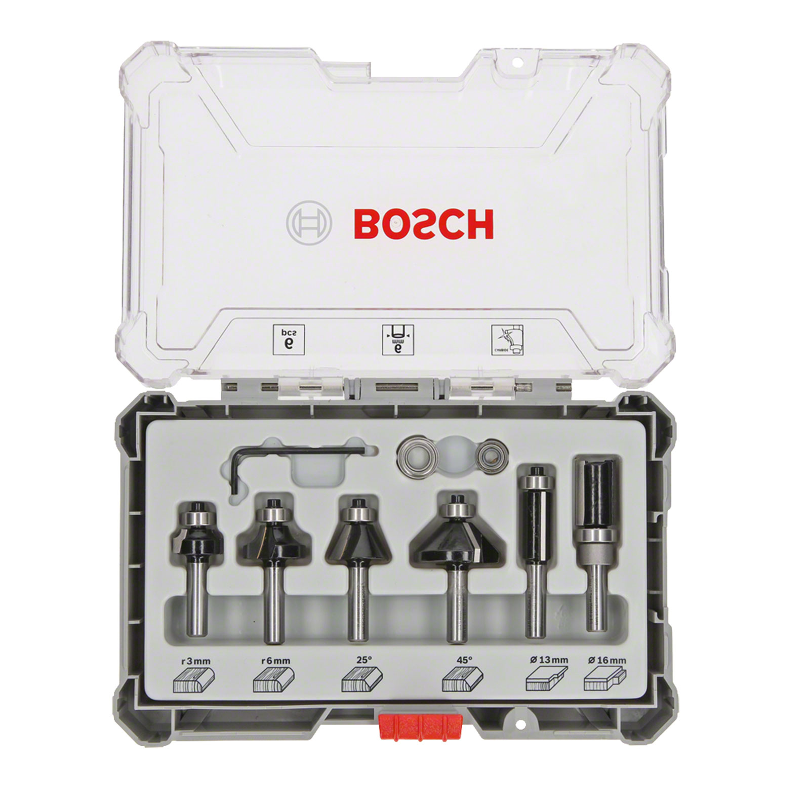 Bosch Professional 6 tlg Trim Edging Set 6mm Schaft Fraeser-Satz Hartmetall