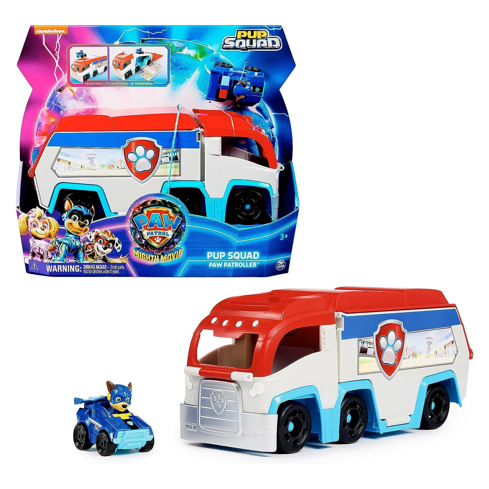 Paw Patrol Der Mighty Kinofilm, Pup Squad Patroller Teamfahrzeug mit Chase-Spielzeugauto Spielzeugauto