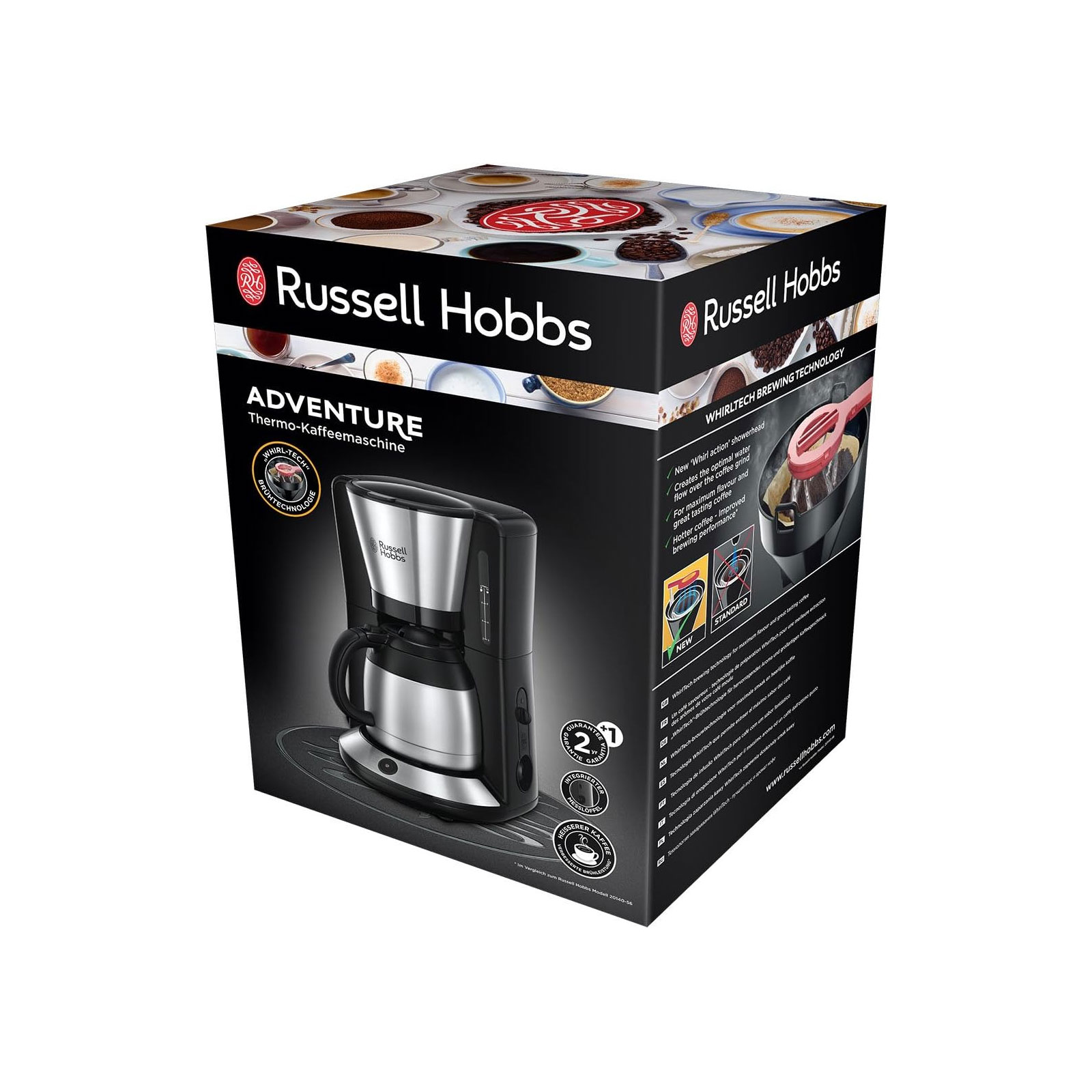 Russell Hobbs 24020-56 Adventure Thermo-Kaffeemaschine Edelstahl gebürstet / schwarz