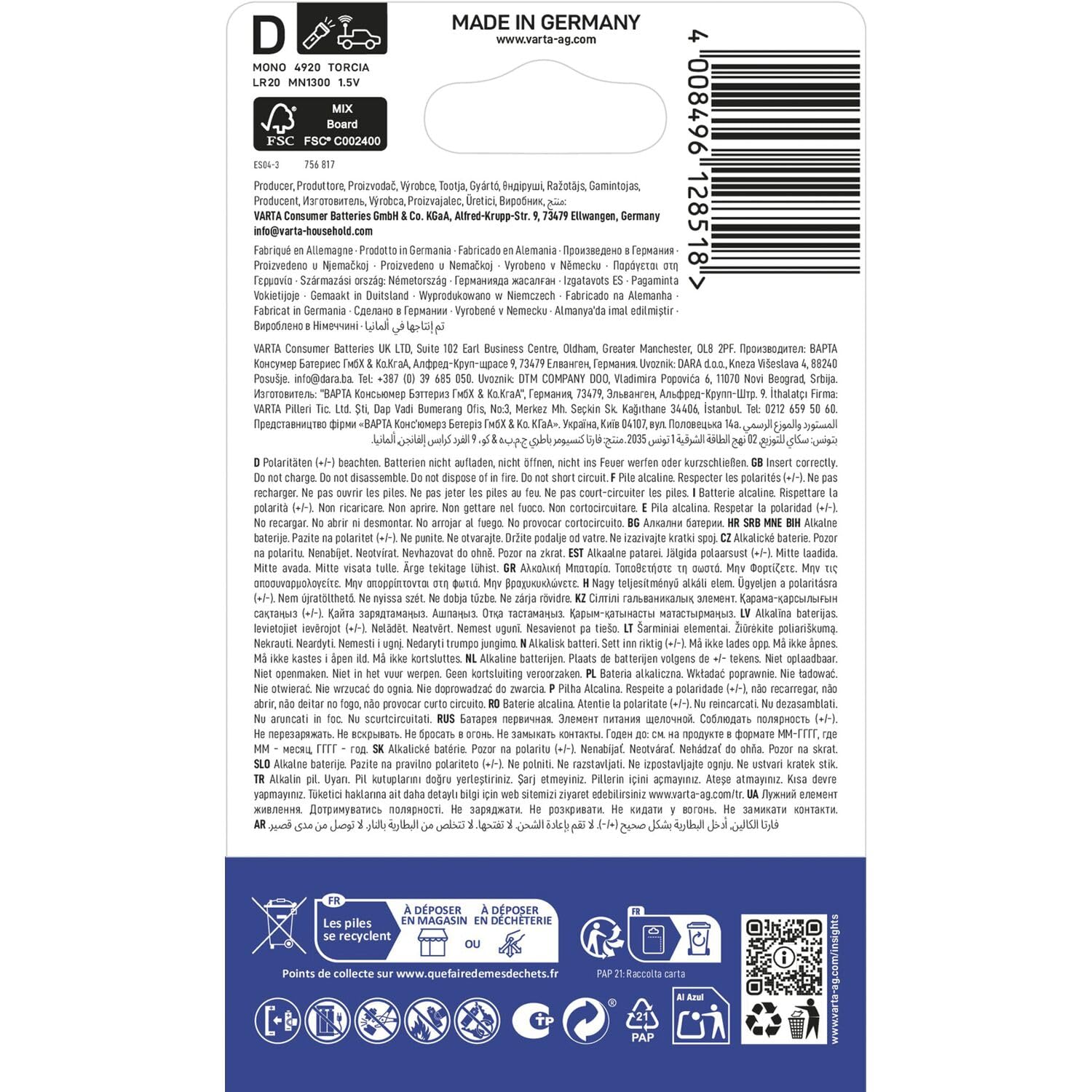 VARTA Batterien D Mono, 2 Stück, Longlife Power, Alkaline, 1,5V