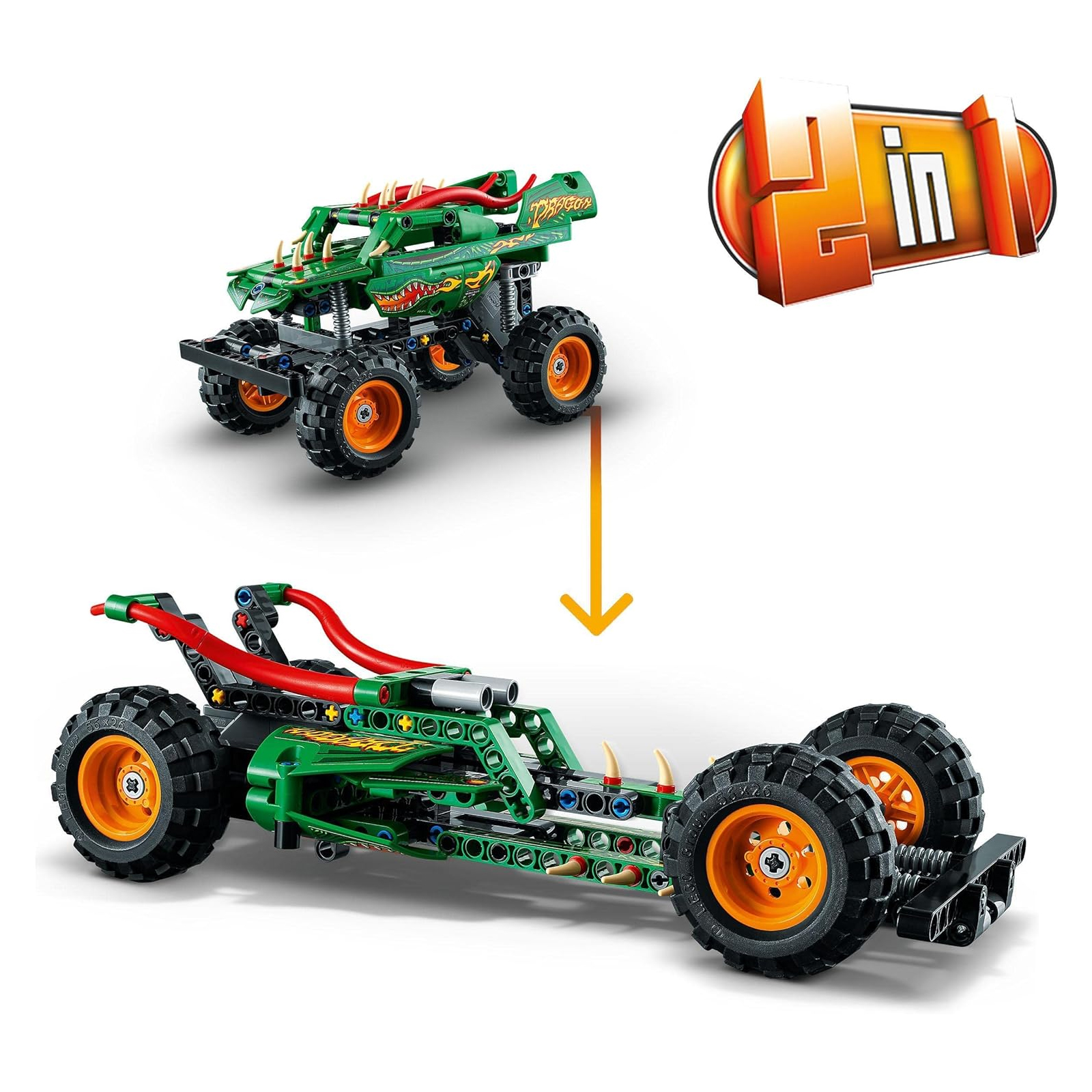 LEGO Technic Monster Jam Dragon, Monster Truck-Spielzeug für Jungen und Mädchen