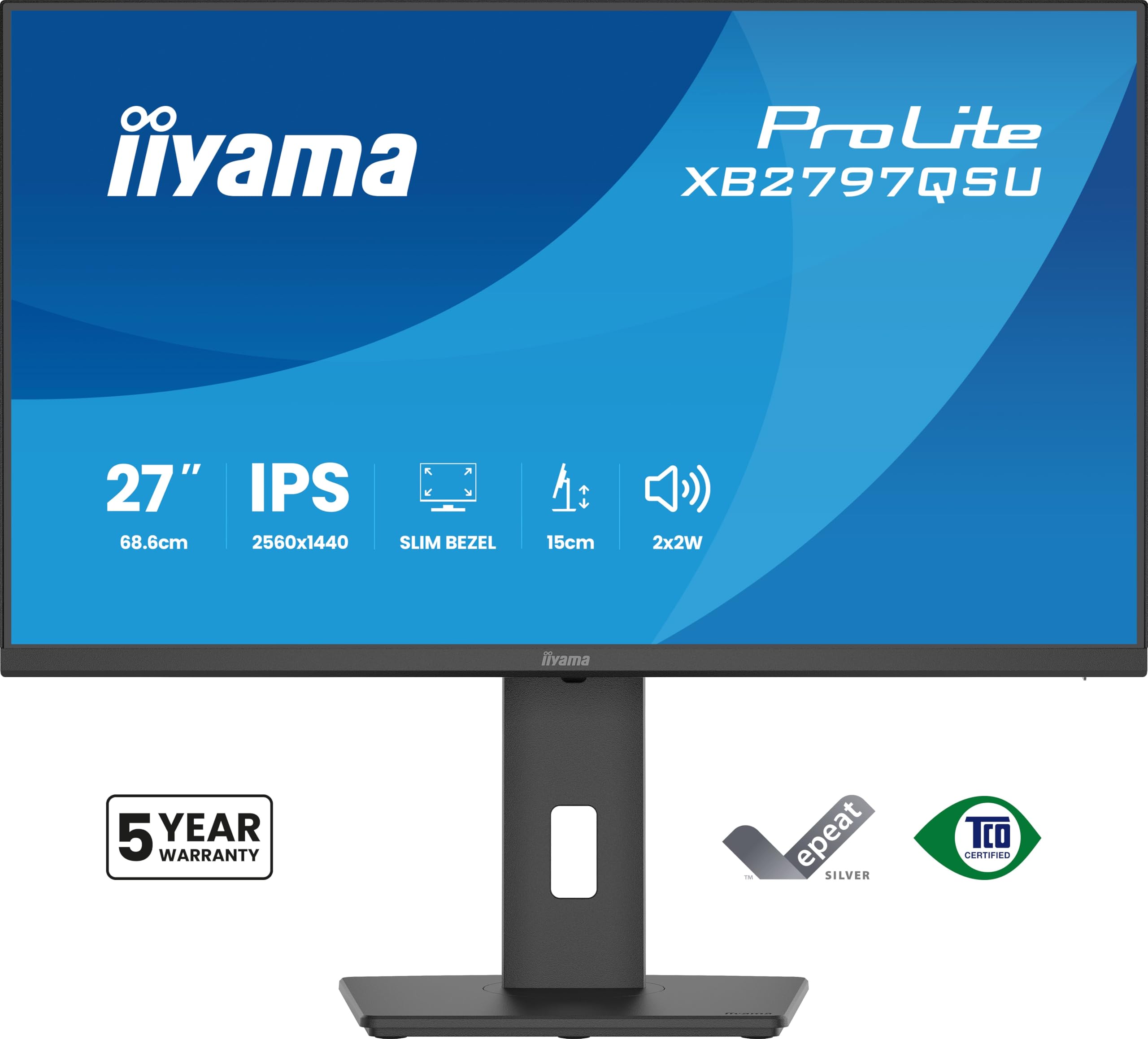 iiyama ProLite XB2797QSU-B1, Schwarz, 27 Zoll, QHD, IPS, 75 Hz, 1 ms HDMI