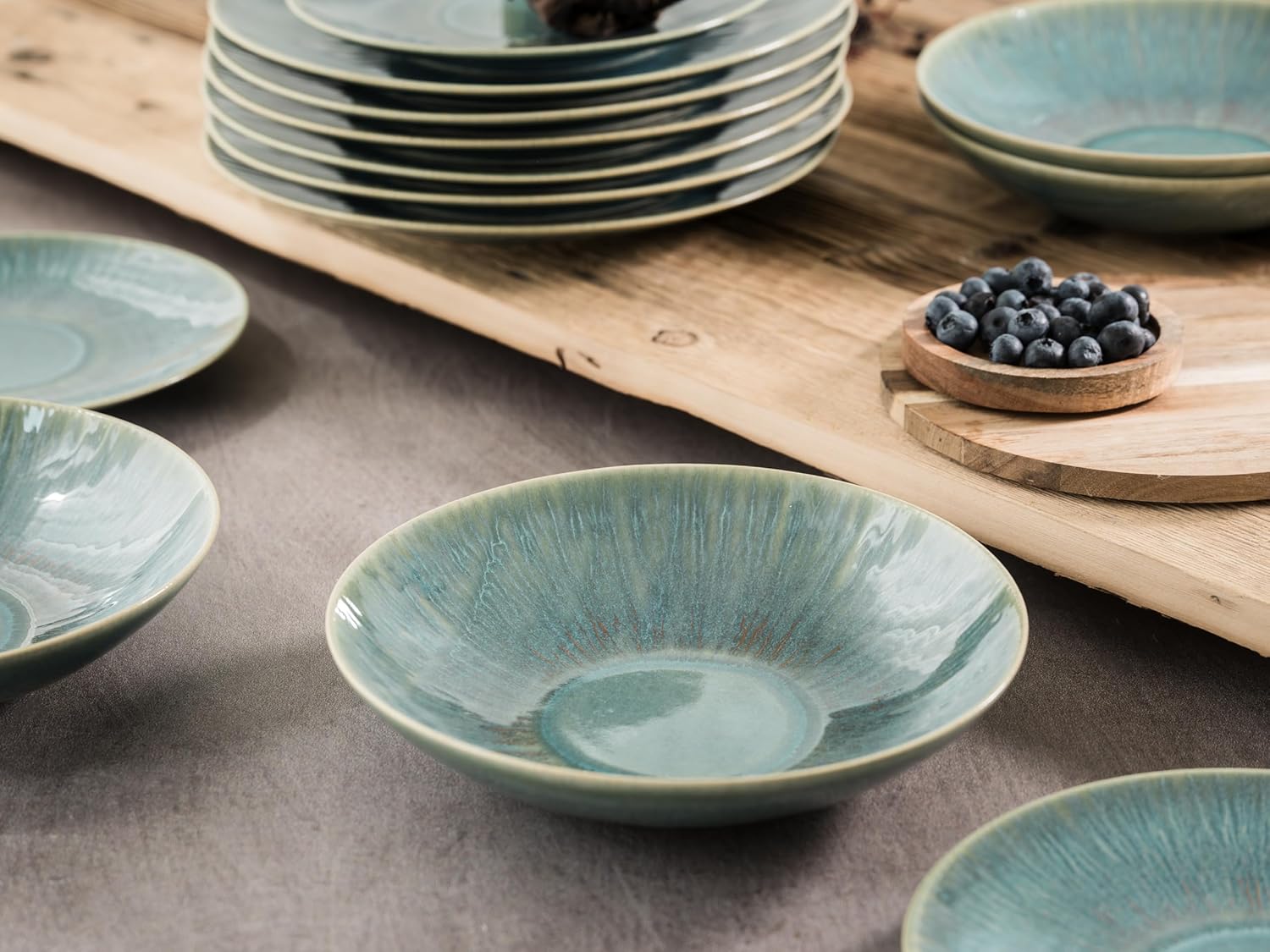 CreaTable, 10688, Serie Sea Breeze Green, Geschirrset, Teller Set 18 teilig