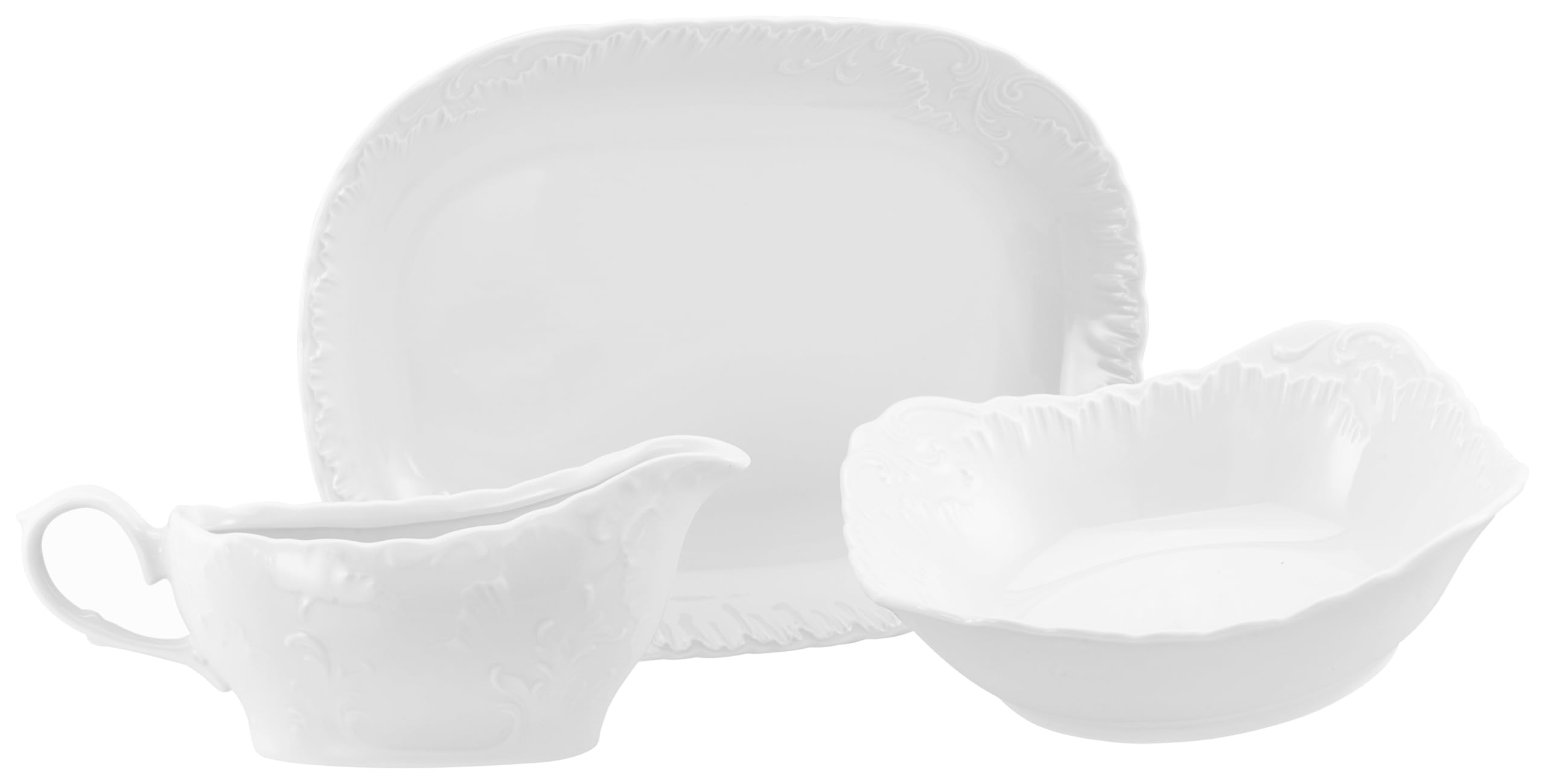 CreaTable, 12621, Serie Rokoko Weiss, 3-teiliges Geschirrset