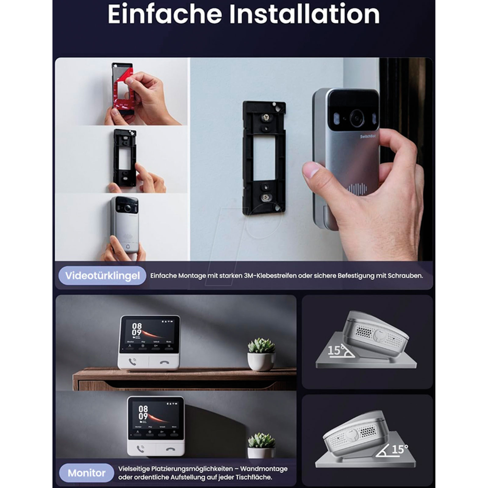 SwitchBot Videotürklingel inklusive Gegensprechanlage mit Monitor
