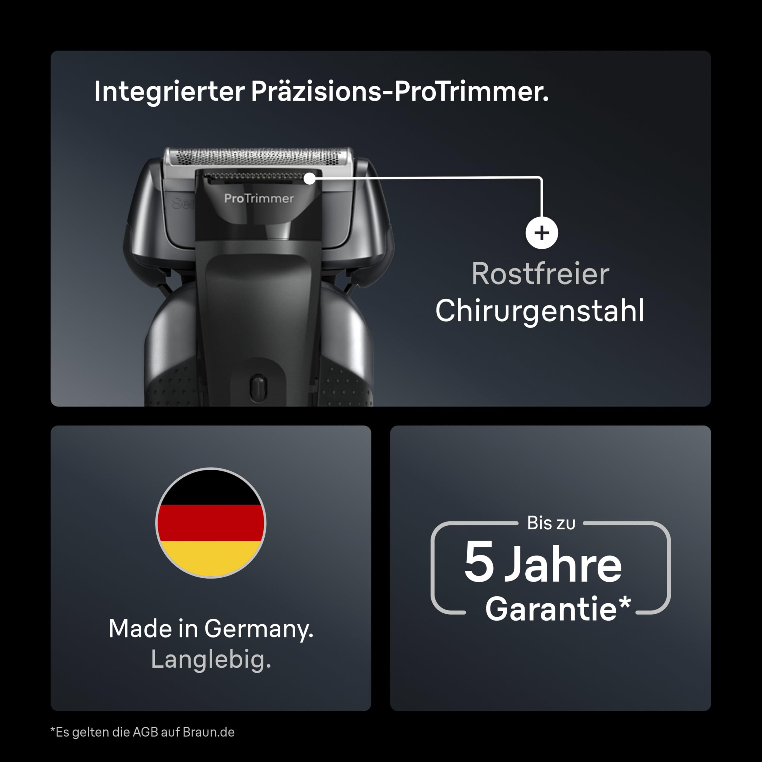 BRAUN Series 8 Elektrorasierer, SensoAdapt, Ladeständer, 8617s Herrenrasierer