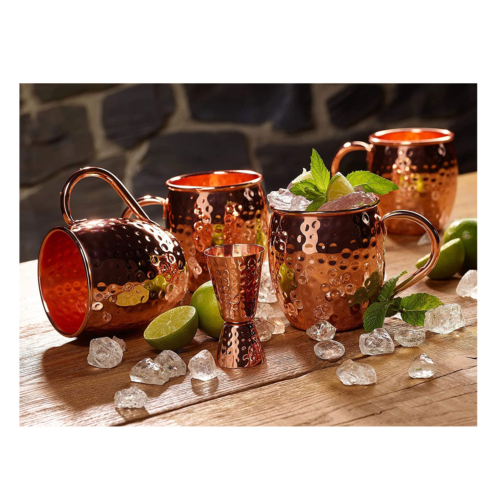 Echtwerk Moscow Mule Becher SET 5 tlg MM-1745H im Hammerschlag-Look