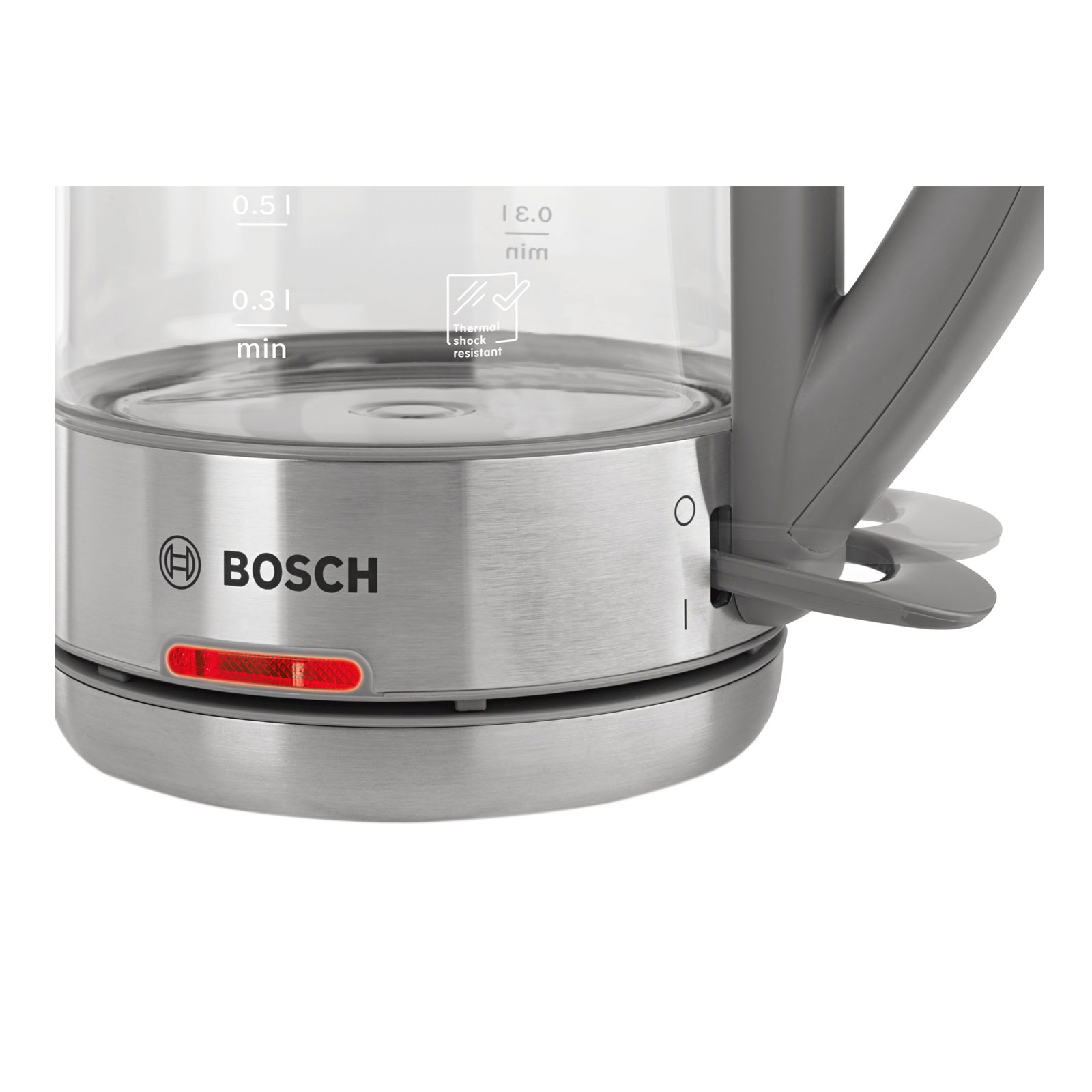 Bosch TWK7090 Wasserkocher kabellos Glas Edelstahl/ hellgrau