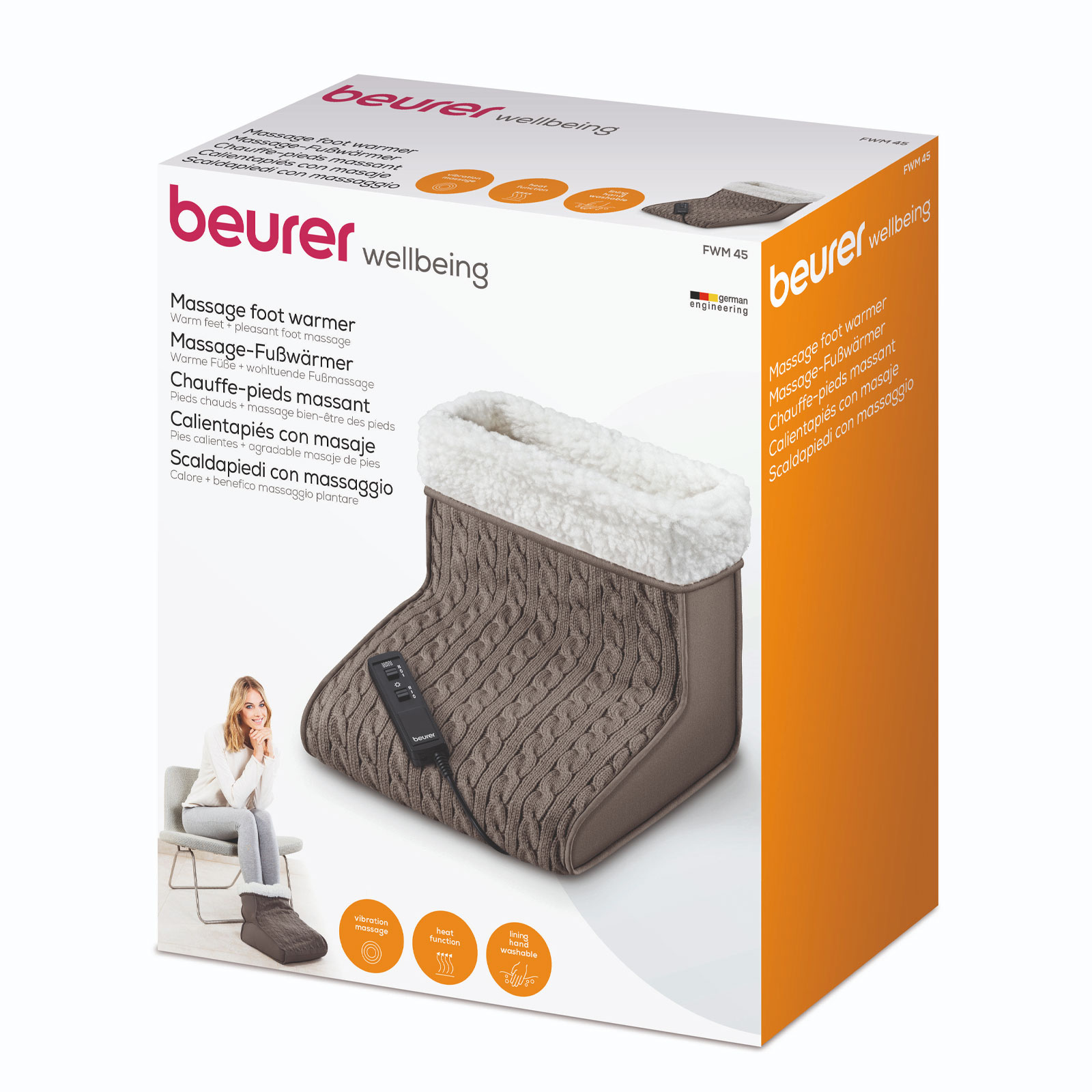 Beurer FWM 45 Elektrischer Fußwärmer mit Massage-, Wärme- und Entspannungsfunktion