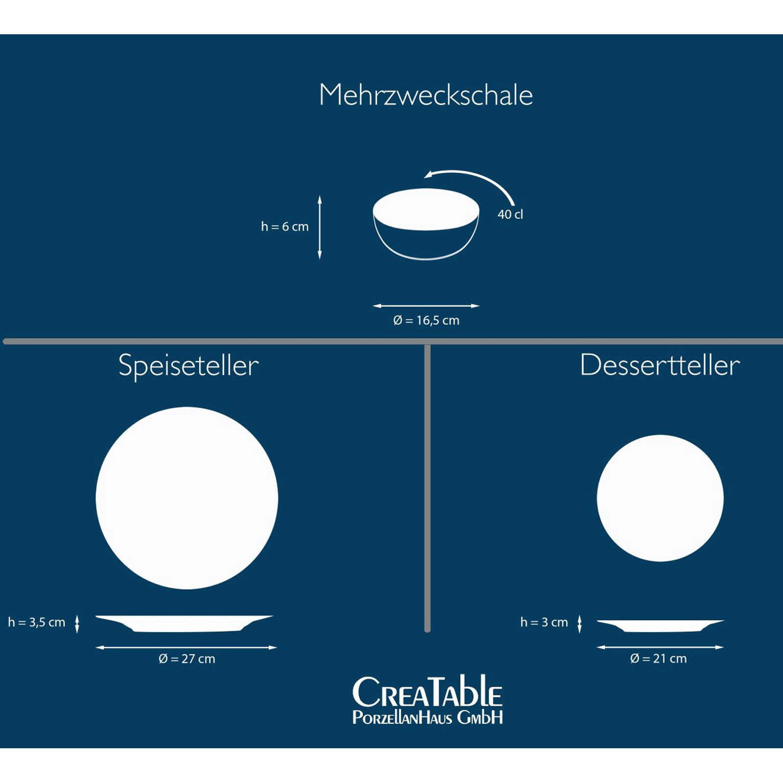 CreaTable, 23672, Serie Reactive BLUE, Geschirrset, Teller Set 12 teilig CreaTable, 23672, Serie Reactive BLUE, Geschirrset, Teller Set 12 teilig