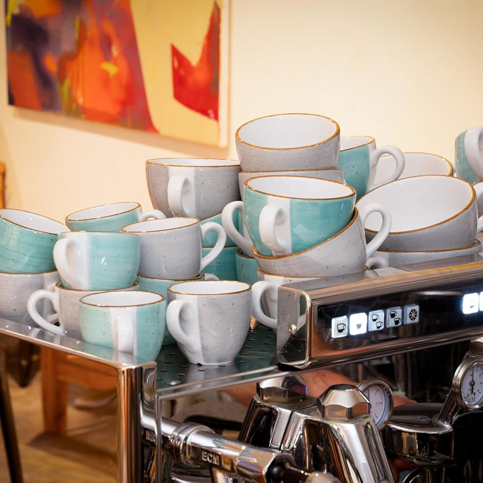 CreaTable, 34040, Serie Vintage Nature Aqua, 8-teiliges Geschirrset, Espresso Set aus Porzellan, spülmaschinen- und mikrowellengeeignet, Made in Europe