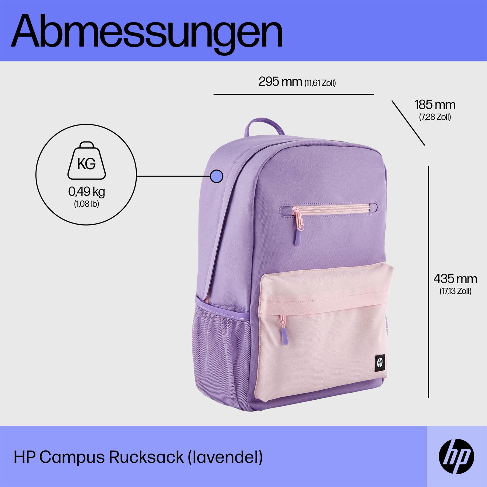 HP Campus XL Rucksack, Lavendel (16,1 Zoll, Regenschutz, 7J597AA)