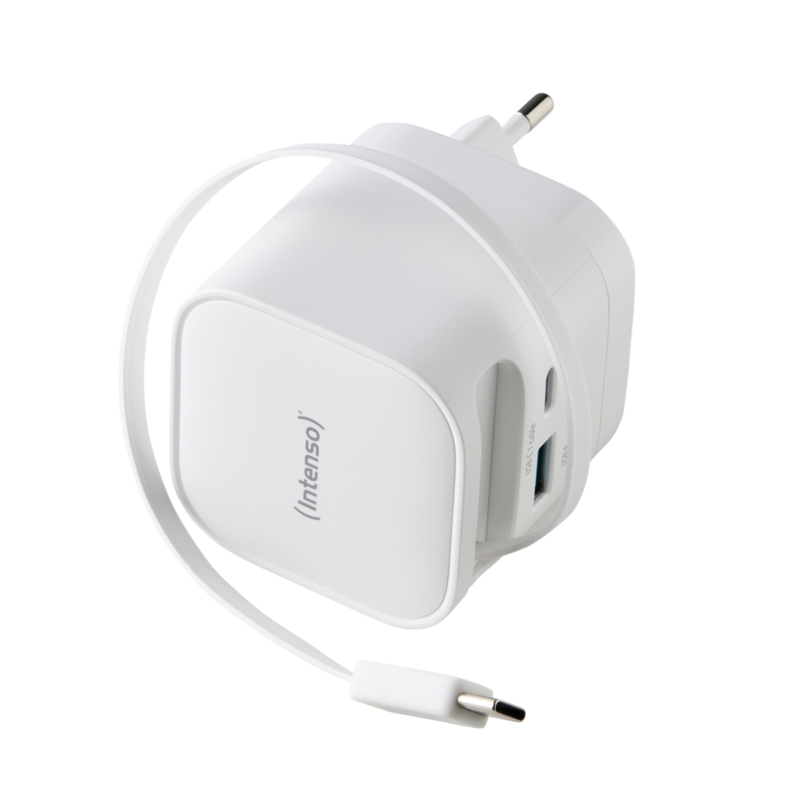 Intenso Power Adapter W65ACIC - 65W USB-C GaN Ladegerät mit ausziehbarem Kabel
