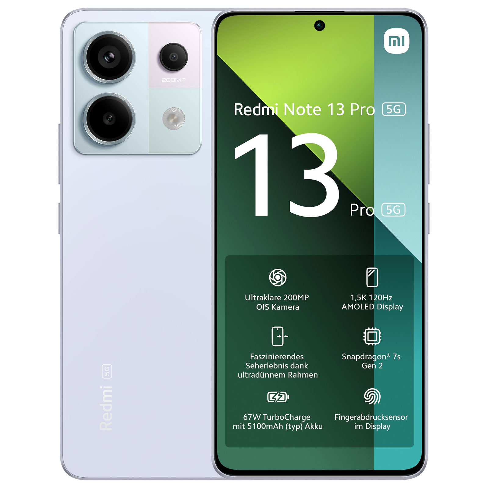 Xiaomi Redmi Note 13 Pro 5G 8GB + 256GB Ocean Teal Smartphone (6,67 Zoll, 200 MP, Triple-Kamera, 5.100-mAh, Octa-Core, Fingerabdrucksensor, Gesichtserkennung)