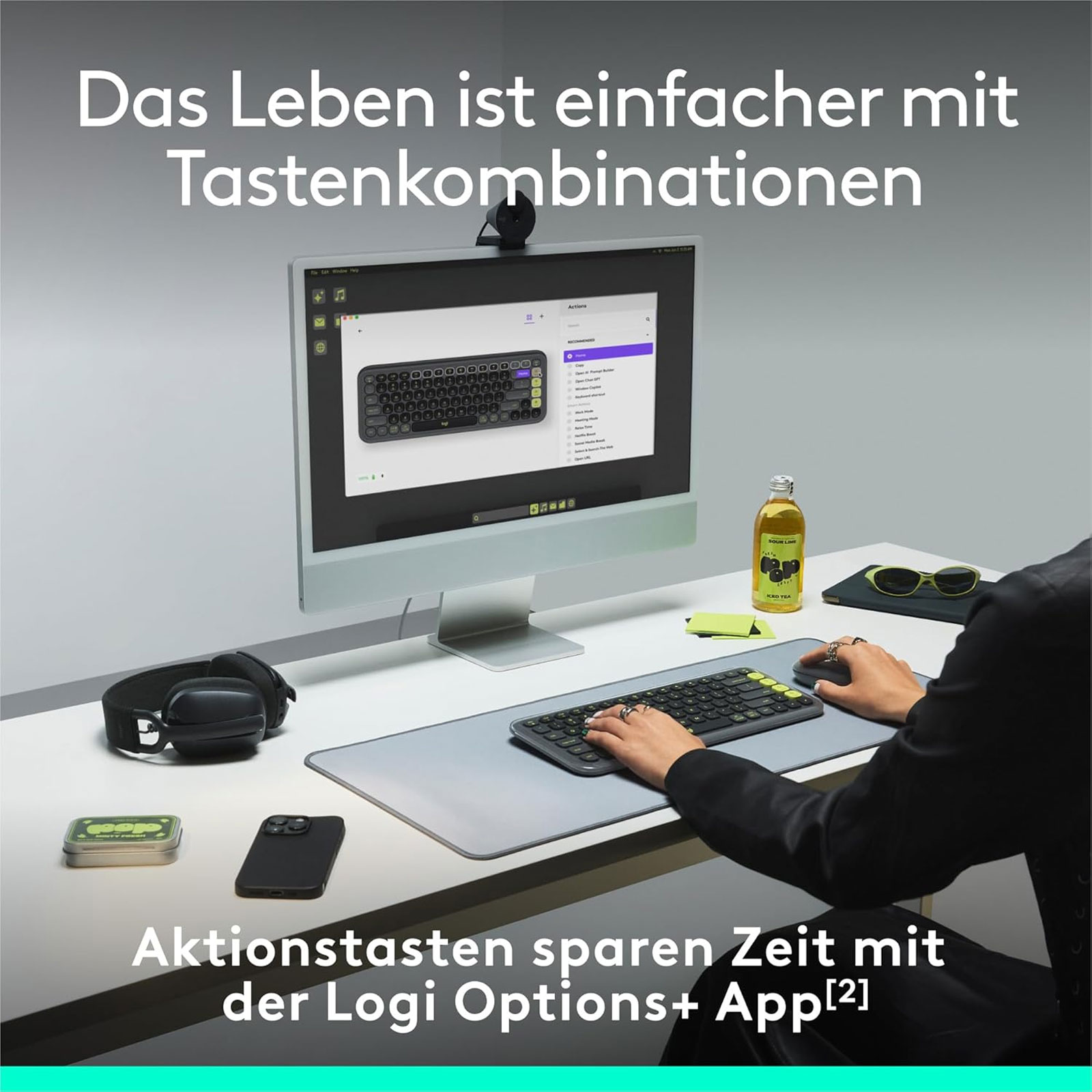 LOGITECH Tastaturen POP ICON COMBO - GRAPHITE