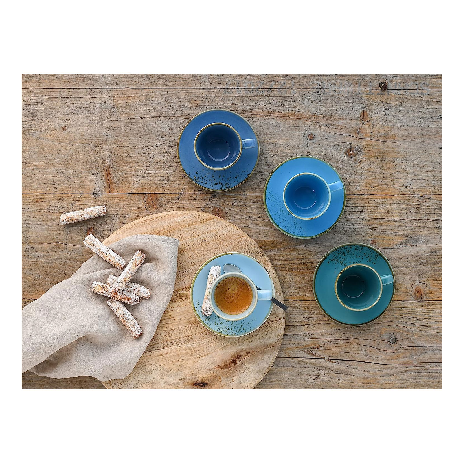 CreaTable, 23698, Serie Nature Collection AQUA Bistrotassen, Espresso Set 8 teilig, Steinzeug