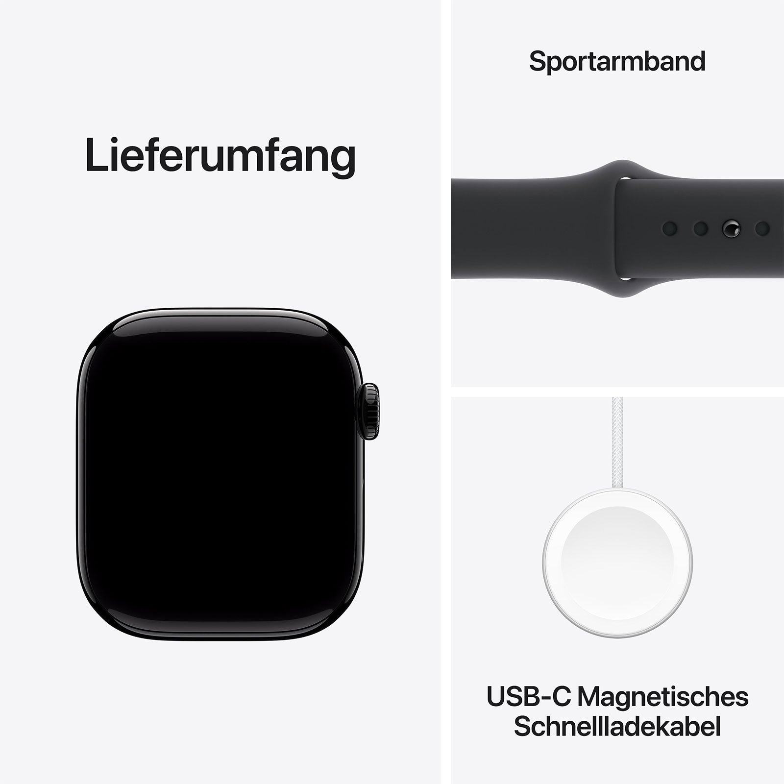 Apple Watch Series 10 GPS, 42 mm Aluminiumgehäuse Diamantschwarz, Sportarmband Schwarz - S/M
