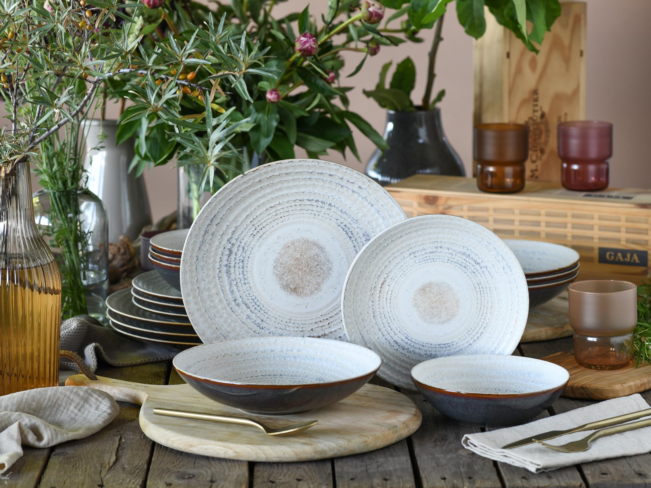 CreaTable, 24855, Serie Neapel Offwhite, 16-teiliges Geschirrset für 4 Personen