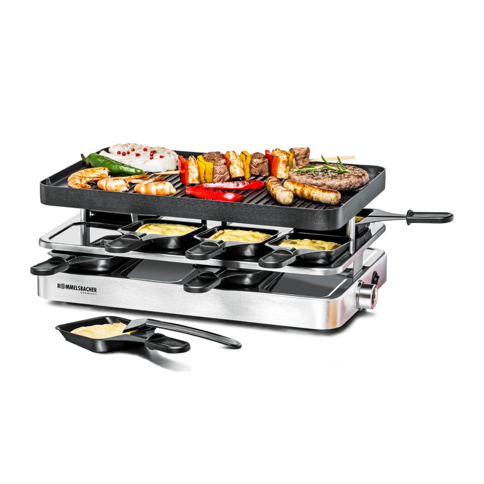Rommelsbacher RC 1400 Raclette-Grill mit Wendeplatte
