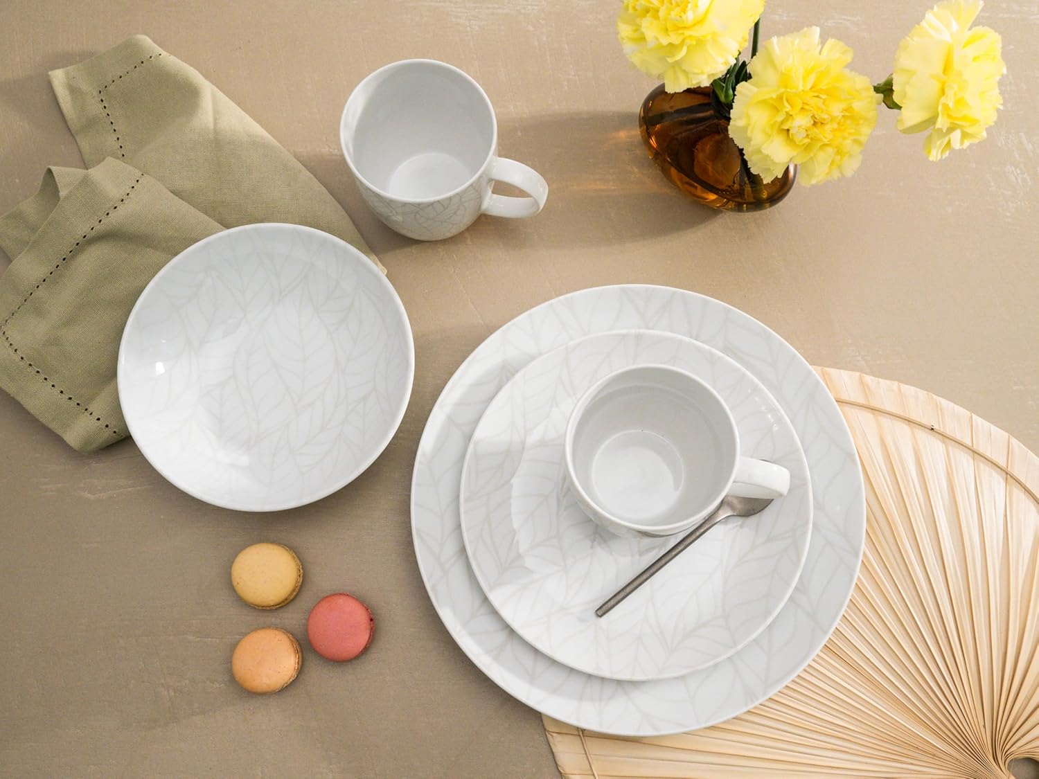 CreaTable, 25868, Serie Blätter - Serie Home , Geschirrset, Kombiservice 16 teilig