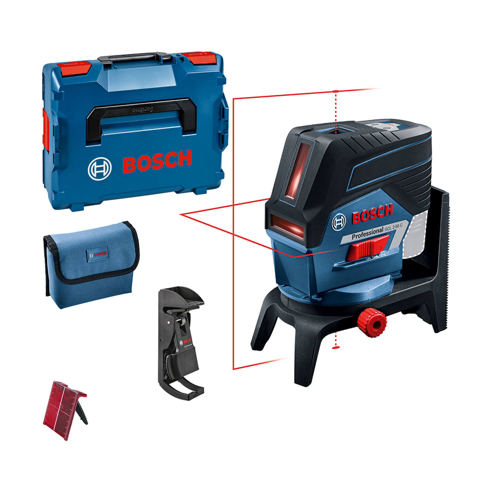 Bosch Professional GCL 2-50 C + RM2 + BM3 + L-Boxx CC