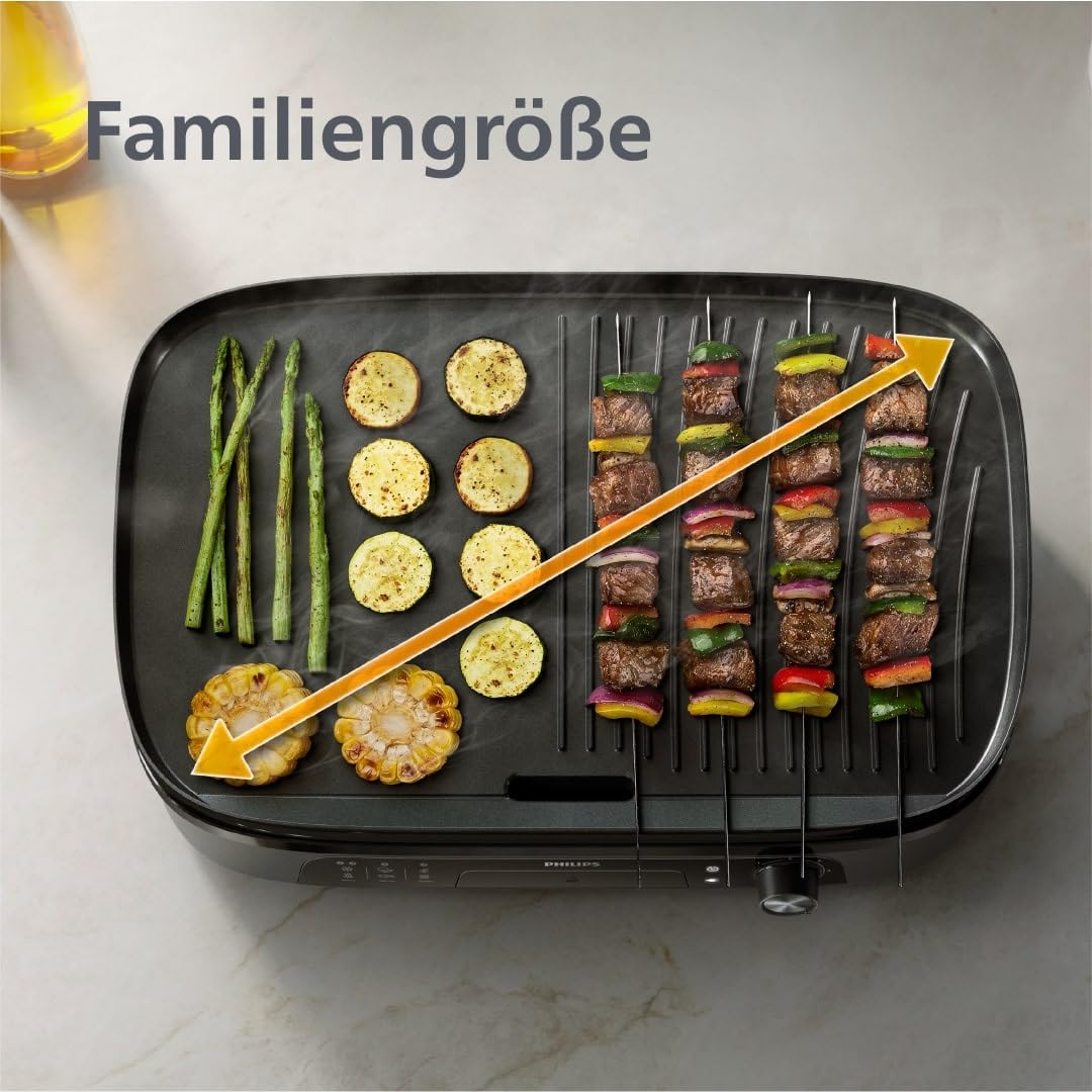 Philips Tischgrill 3000 Series – Große Grillfläche, 2400 W Schnellaufheizung