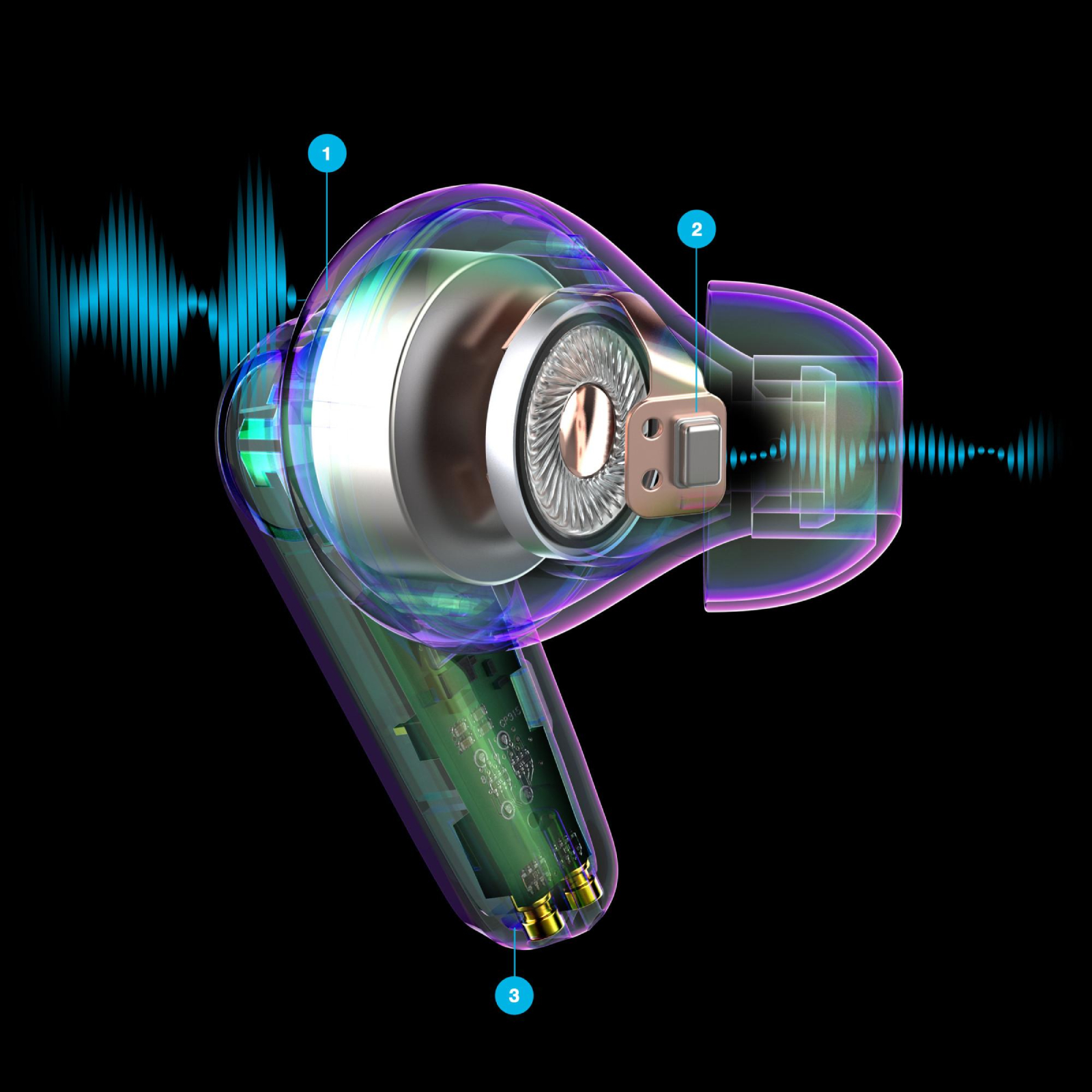 JLab In-Ear Kopfhörer Go Pods ANC TWS Headphones flieder (Headset-Funktion, Bluetooth, kabellos,noise cancelling, USB-C)
