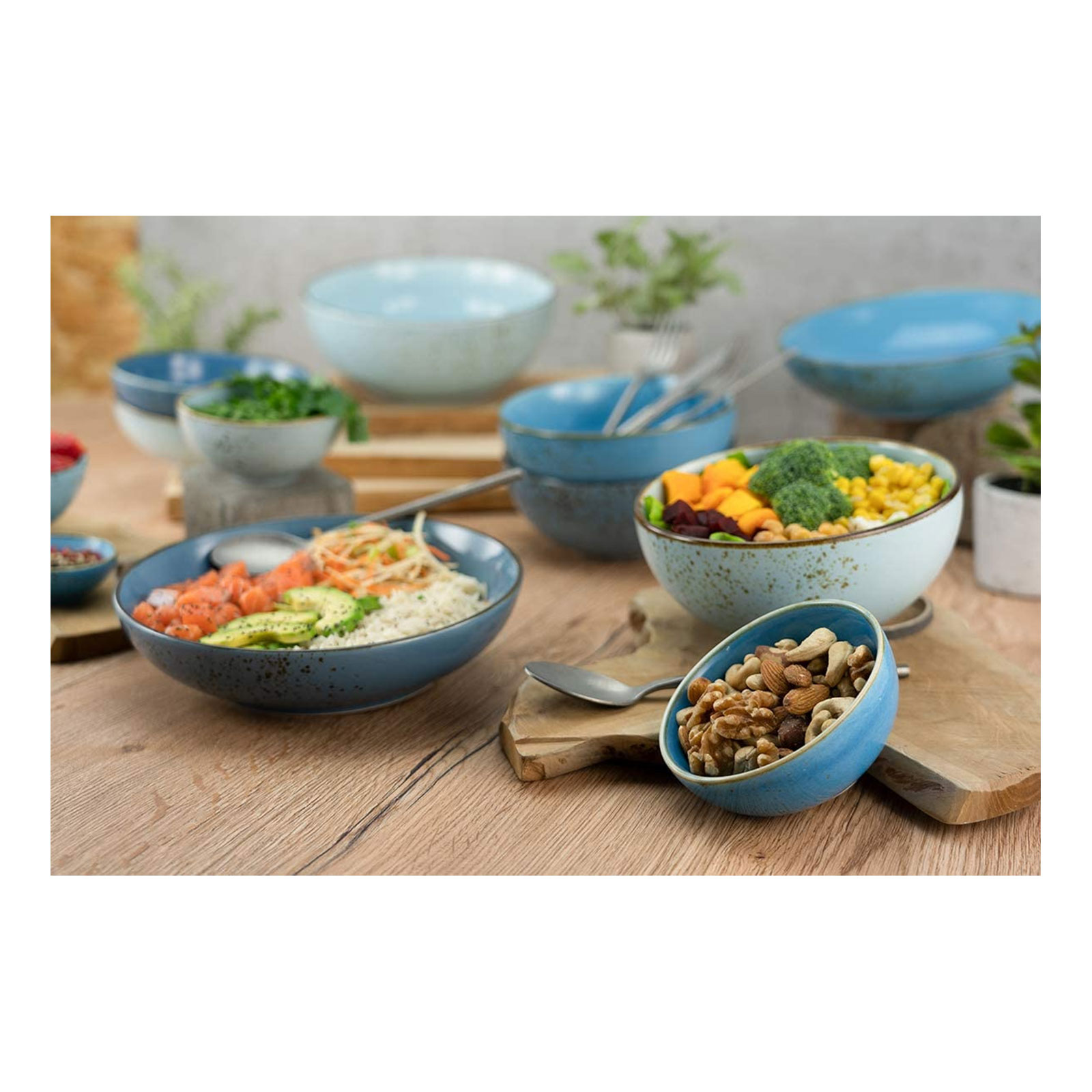 CreaTable, 23431, Serie Nature Collection Aqua - Buddhabowl, Geschirrset, Bowl-Set 4 teilig