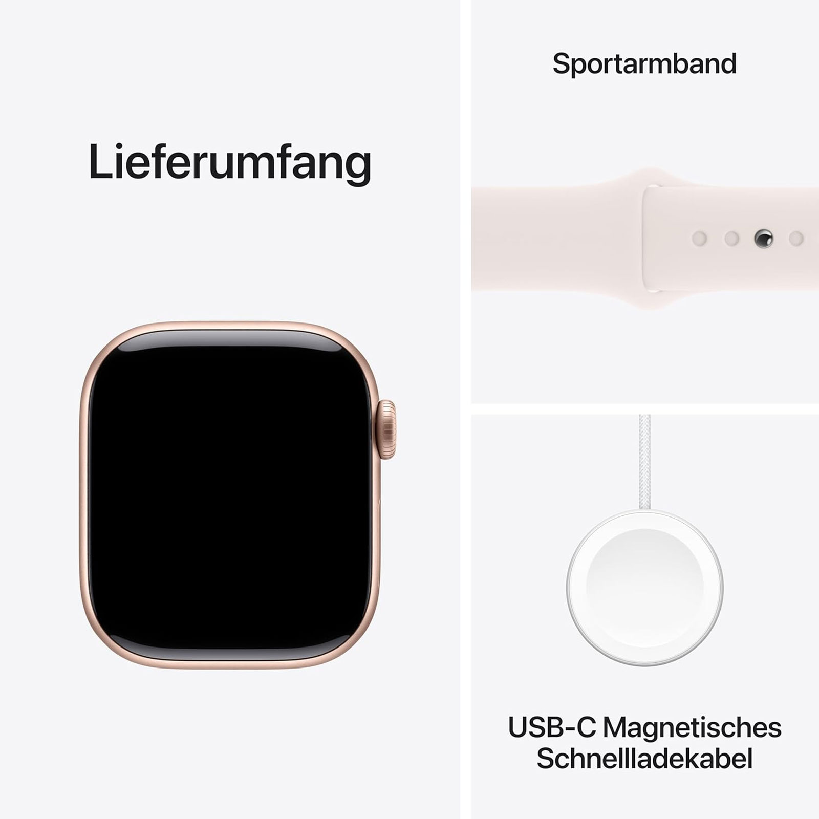 Apple Watch Series 10 GPS, 42 mm Aluminiumgehäuse Rosegold, Sportarmband Blassrosa - S/M