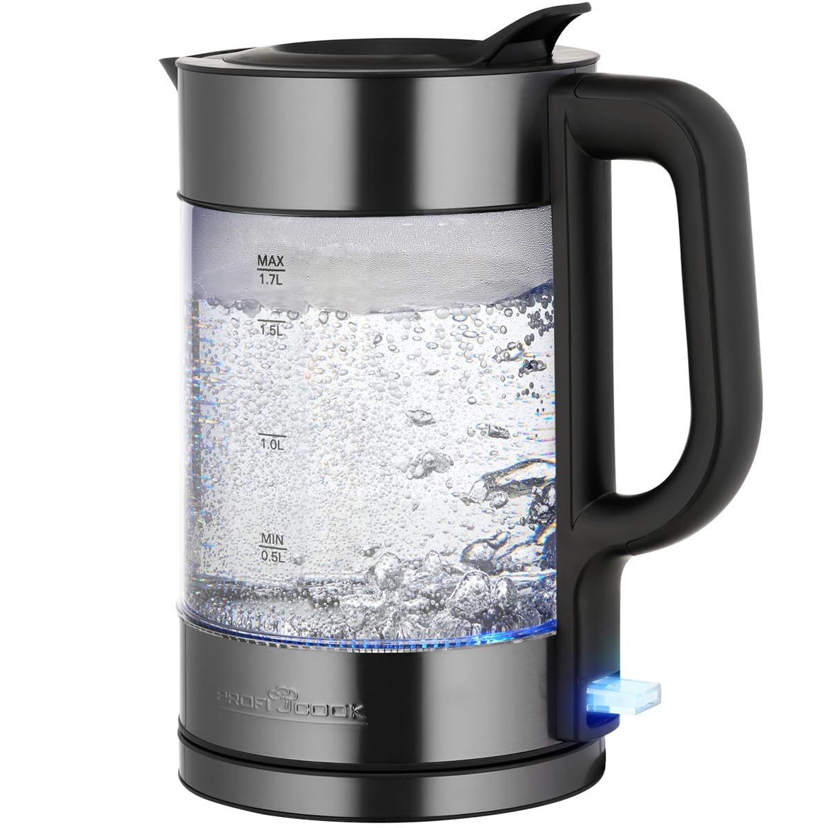 ProfiCook® Wasserkocher Glas | 1,7L | 2200W | beleuchtet | Einhandbedienung